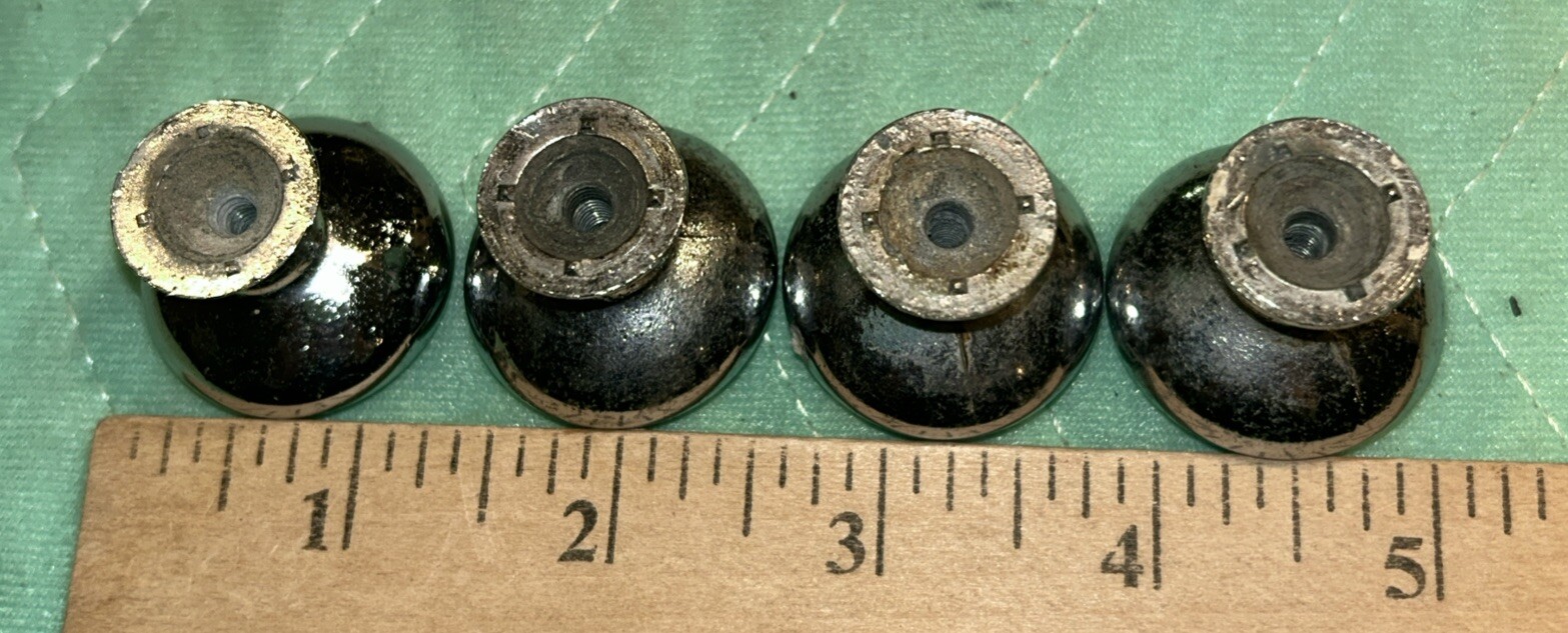 VINTAGE ART DECO CHROME DRAWER PULL CABINET DOOR KNOB Set of 4