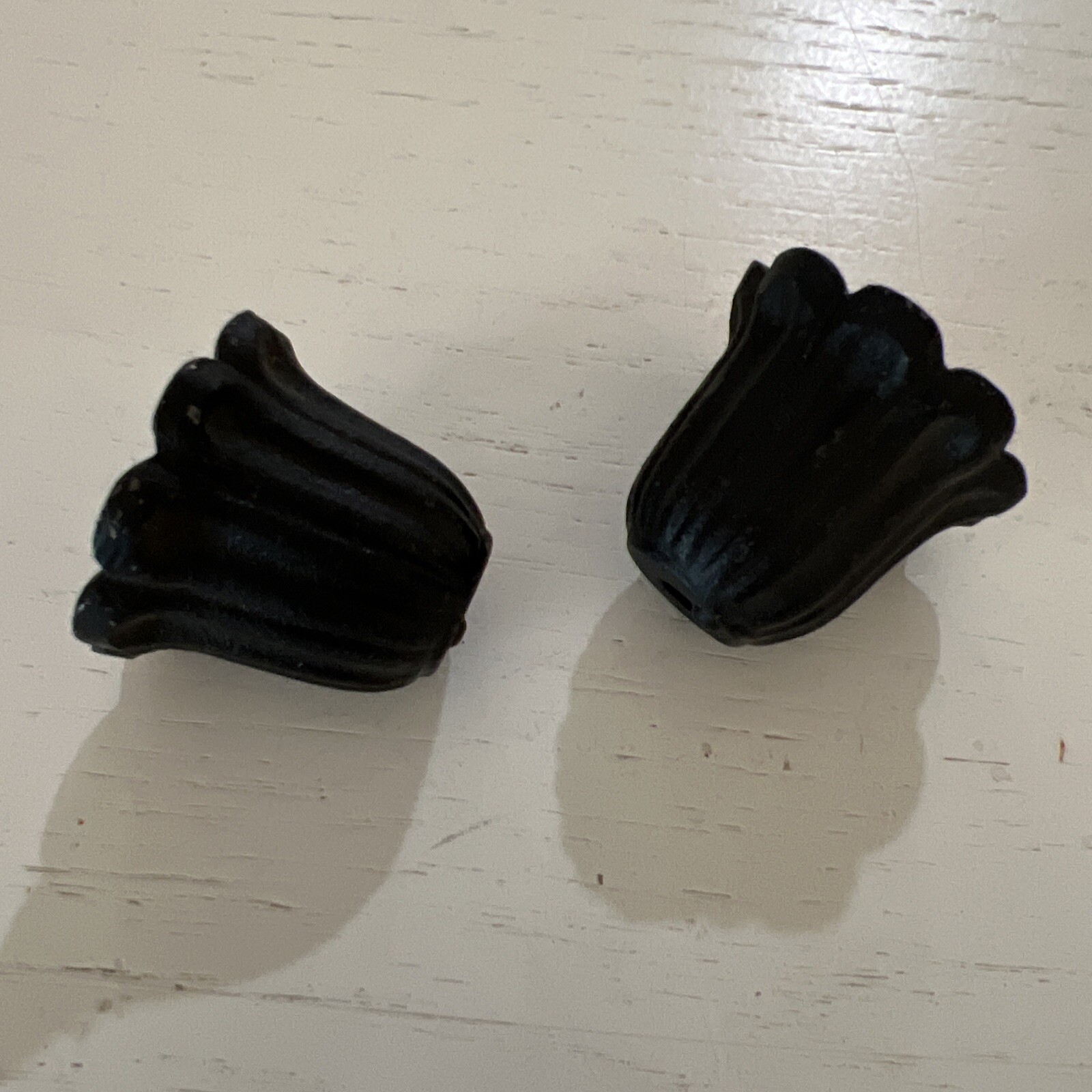 Vintage Emig cast iron Flower Tulip cabinet drawer door knobs handles 2pcs