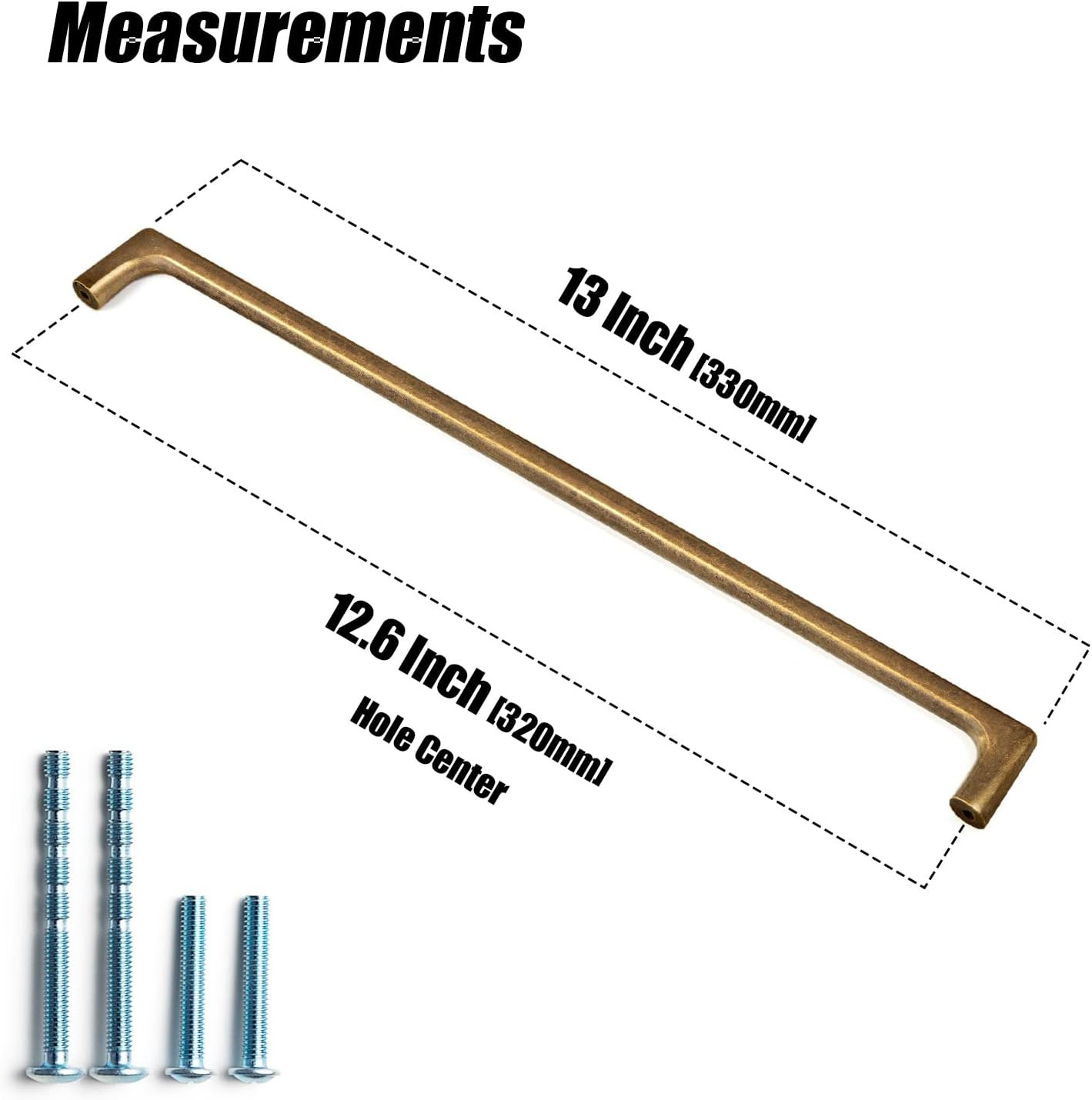 Antique Brass Cabinet Pulls with 12.6”(320Mm) Hole Centers, Retro Style Zinc Al