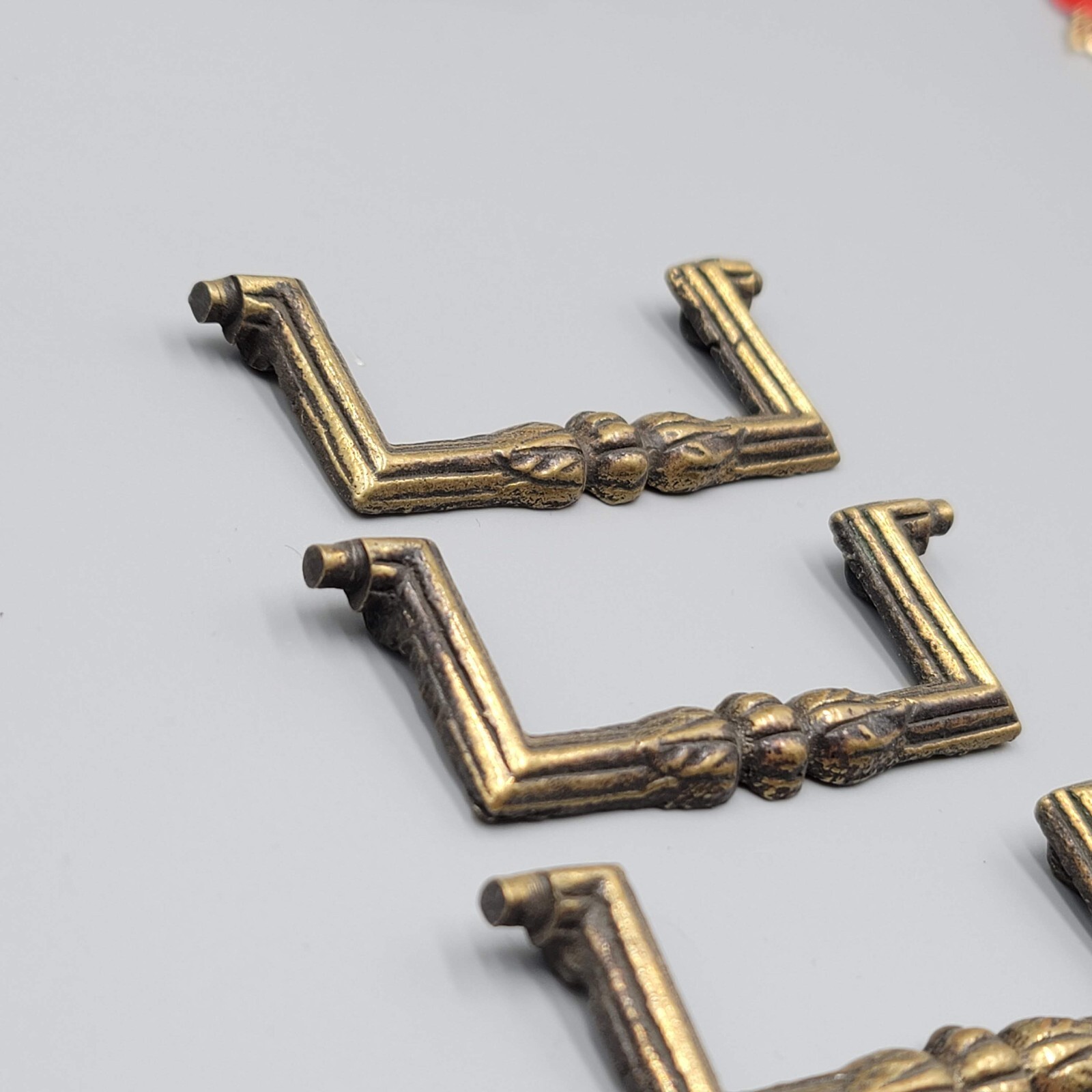 Vtg Leaf Brass Bail Drop Drawer Pull Hardware Set of 4 Reclaimed Part 3″