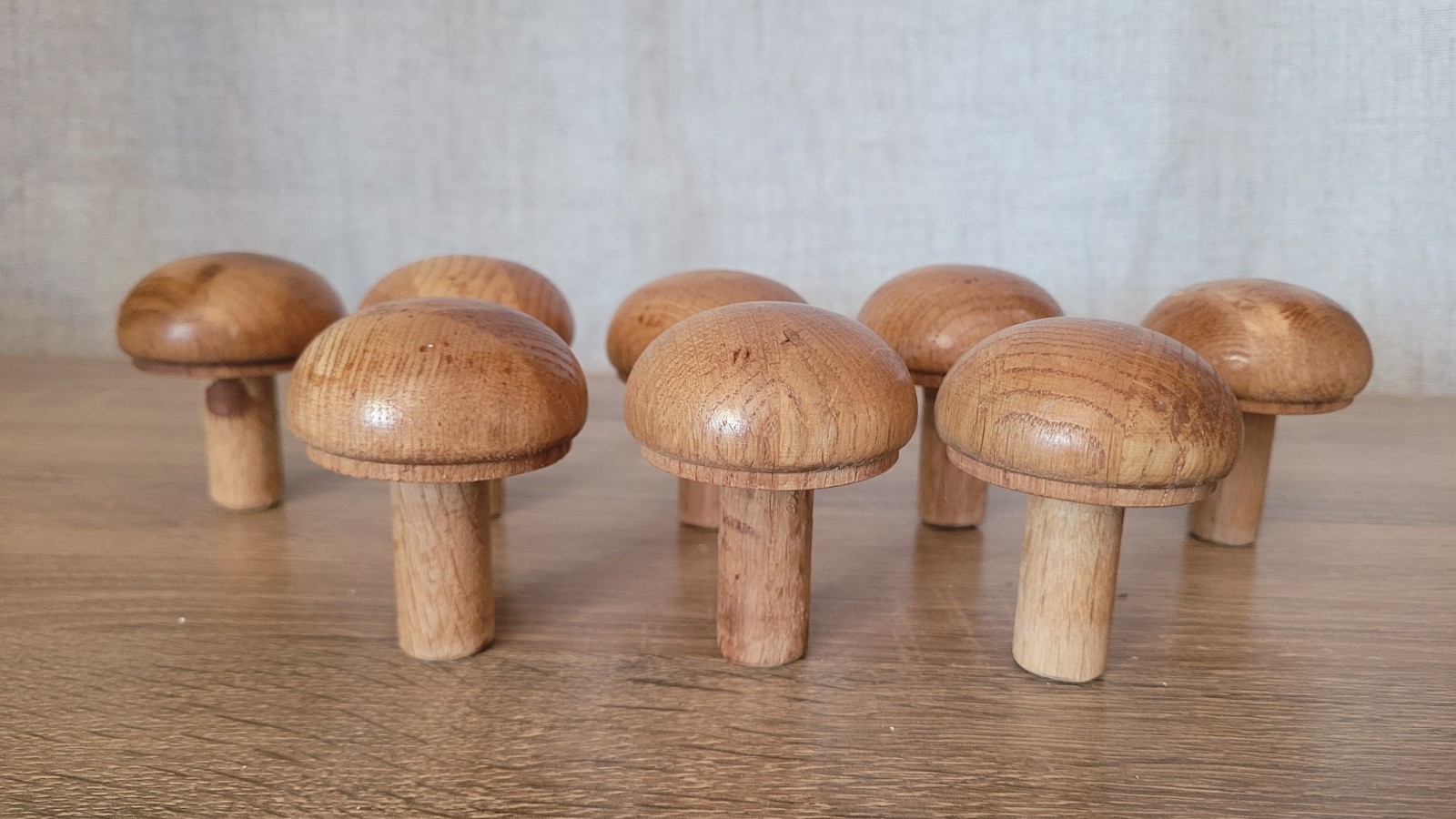 Vintage Wood Drawer Pulls Mushroom Shaped