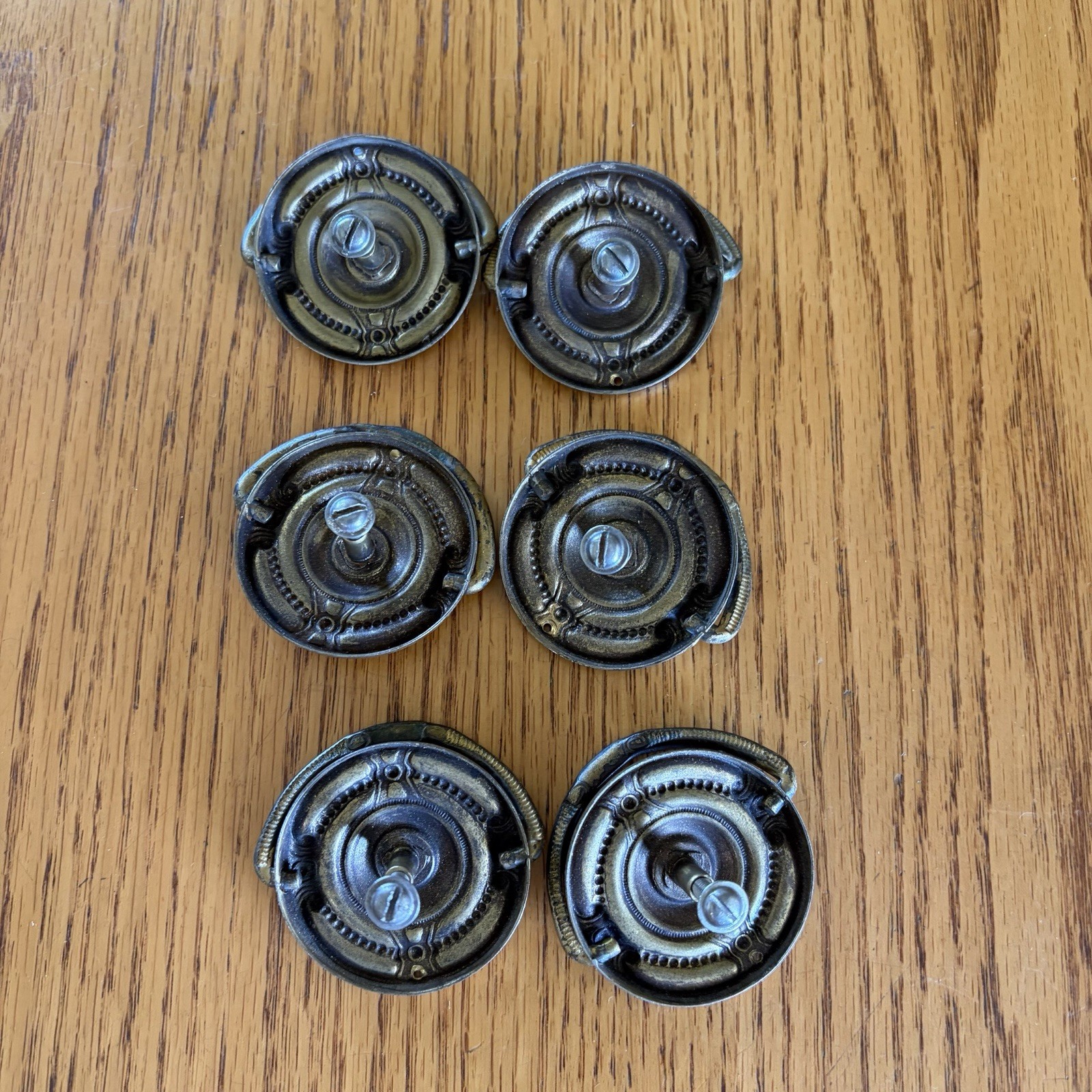 Vintage Bronze French Provincial Drawer/Cabinet Knob Floral Round Lot of 6