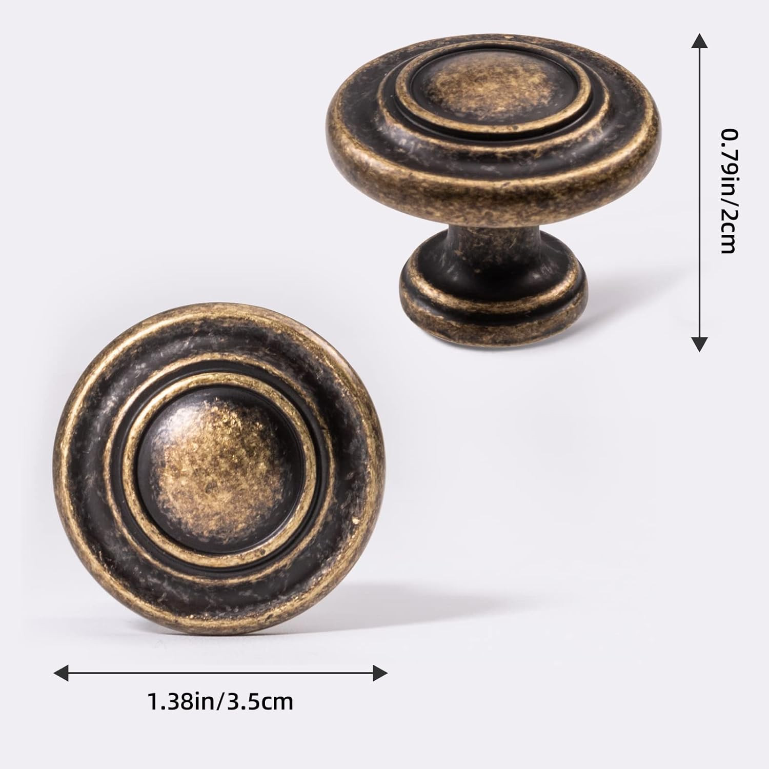 6 Pack Retro Vintage Brass Cabinet Knobs, Antique Drawer Kitchen Pulls, Single H