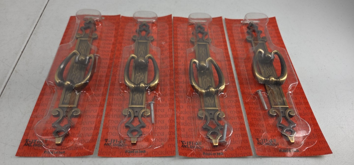 Vintage Amerock T-171-AE Antique English Madeira Drawer Door Pulls Lot of 4 NOS