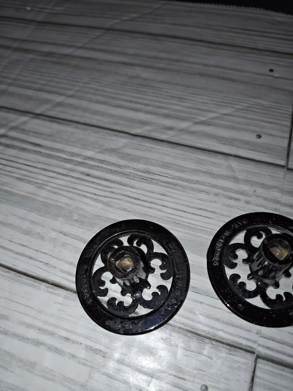 Vintage Drawer Pulls Cabinet Knobs Brass Tone Floral Round Circle AJAX USA