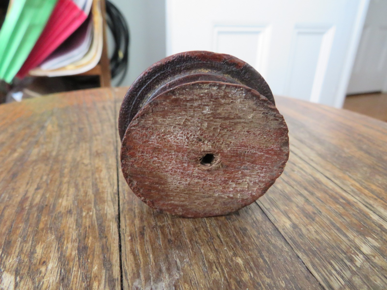 Antique Victorian Wooden Drawer Pull Knob, 2 1/8 Inch