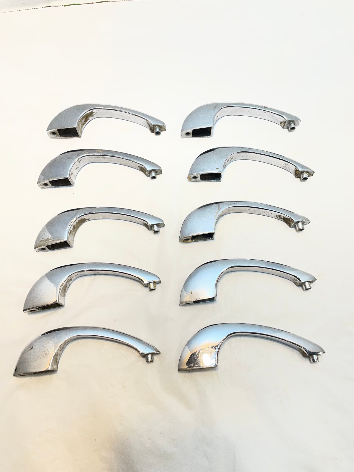Vintage Chrome Drawer Pull Cabinet Door Handle Ribbed MCM Mid Century- Lot of 10