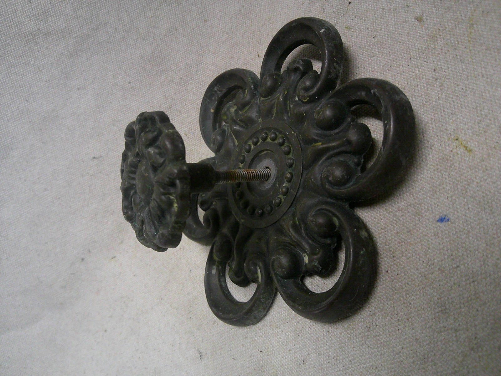 8 Large Romantic vintage drawer pulls handles rosette floral design Ornate OLD