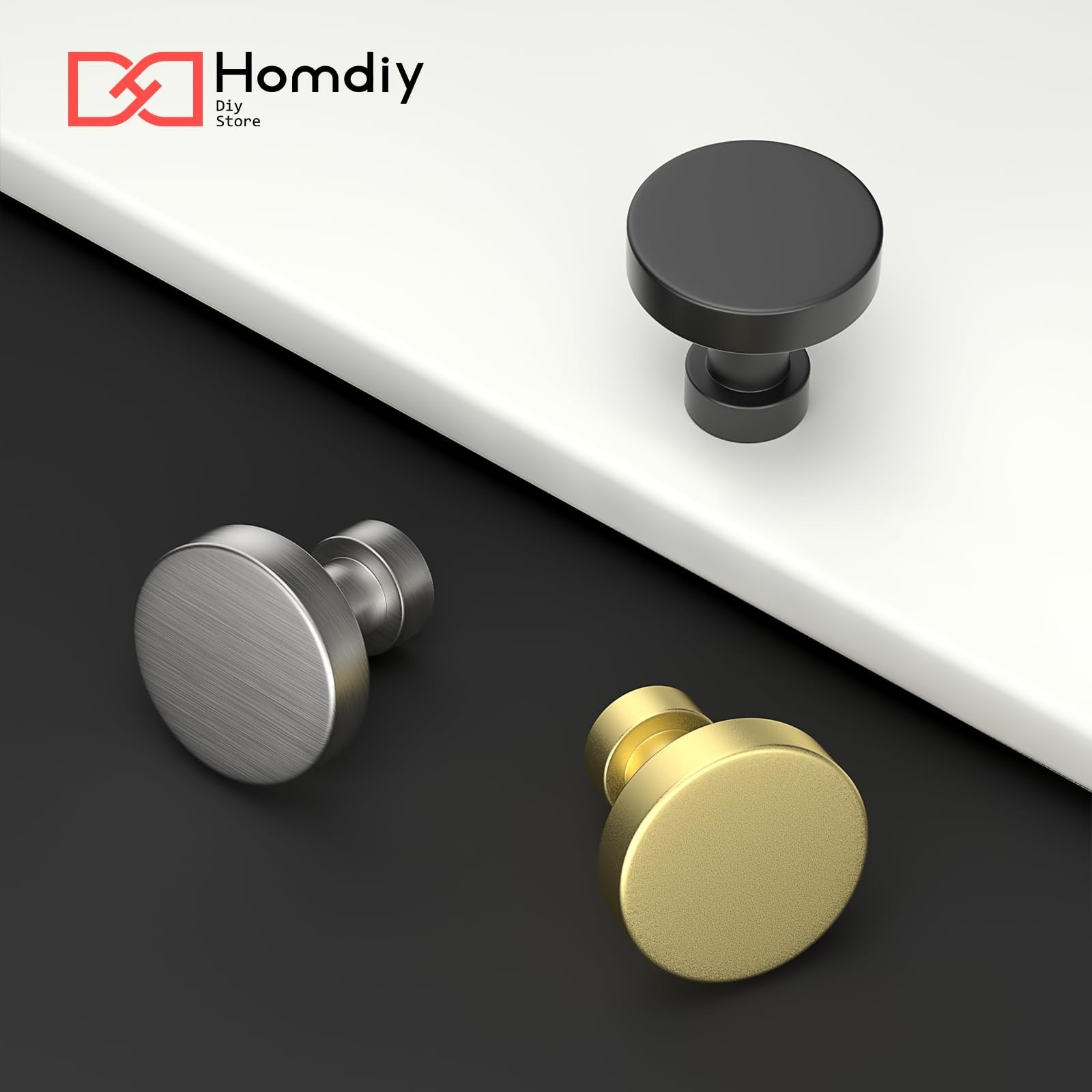 homdiy 10 Pack Brushed Nickel Cabinet Knobs, Silver Drawer Knobs, Round Singl…
