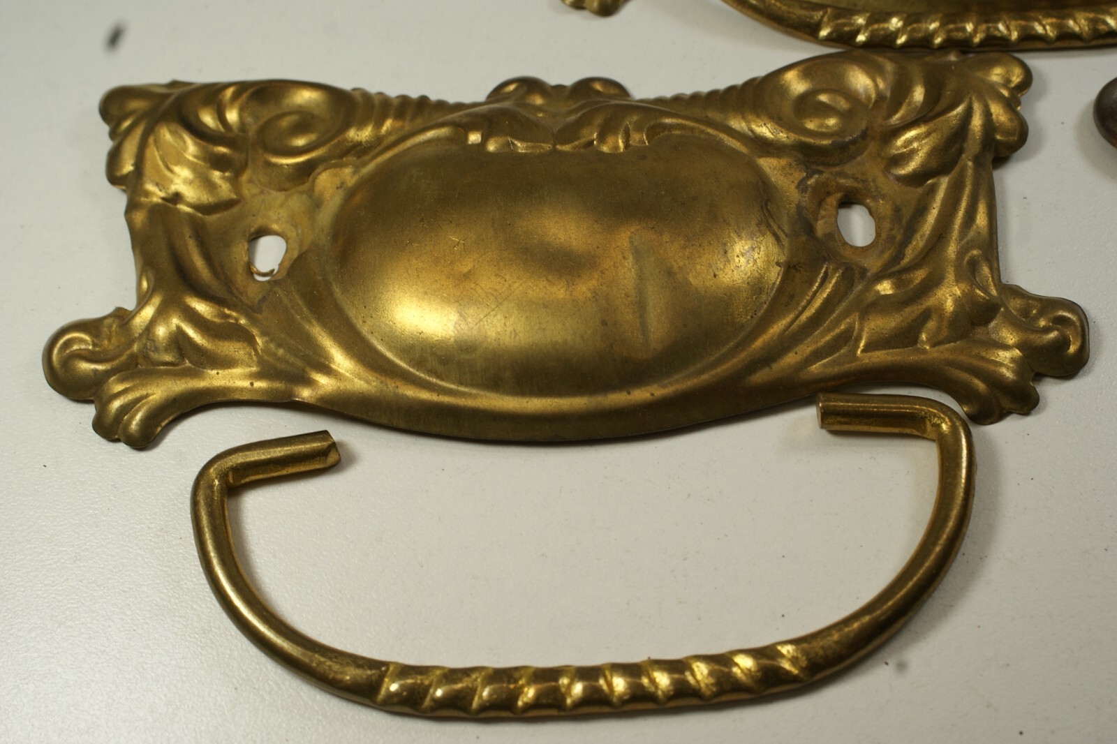 H98 -Pair of Antique, Dresser Drawer Handles, Backplate and Swing Only