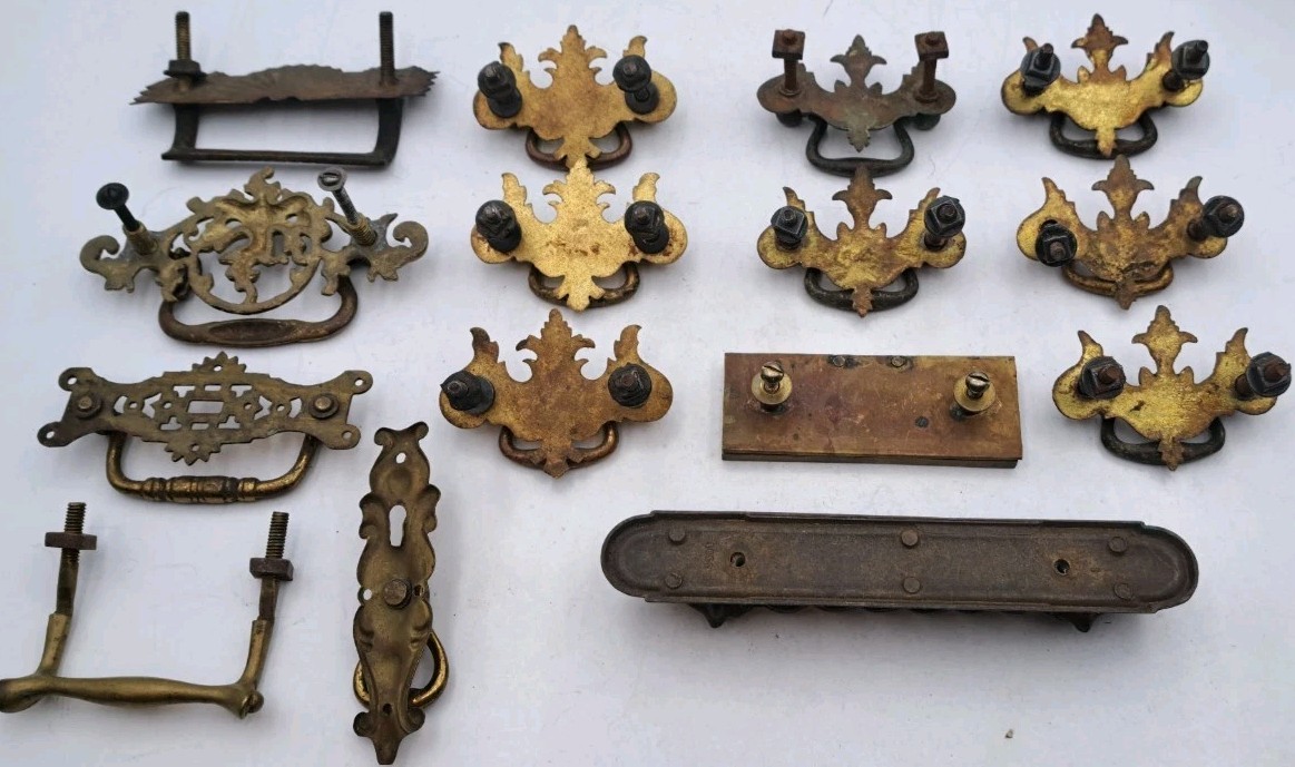 Antique/Vintage Handles Hardware Lot Furniture Drawer Pulls Handles Metal Brass