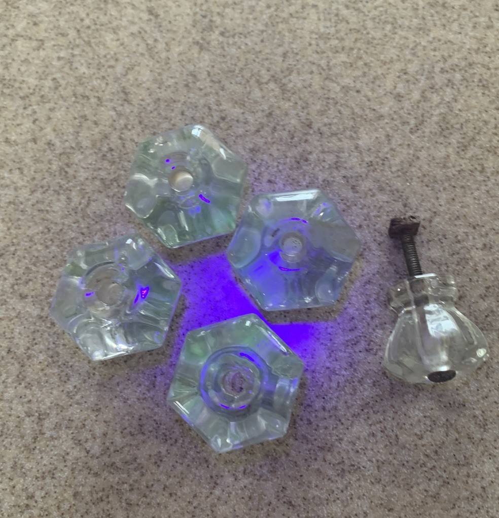 5 Vintage Depression Style 2 Size Hexagon Clear Glass Drawer/ Cabinet Knob Pulls