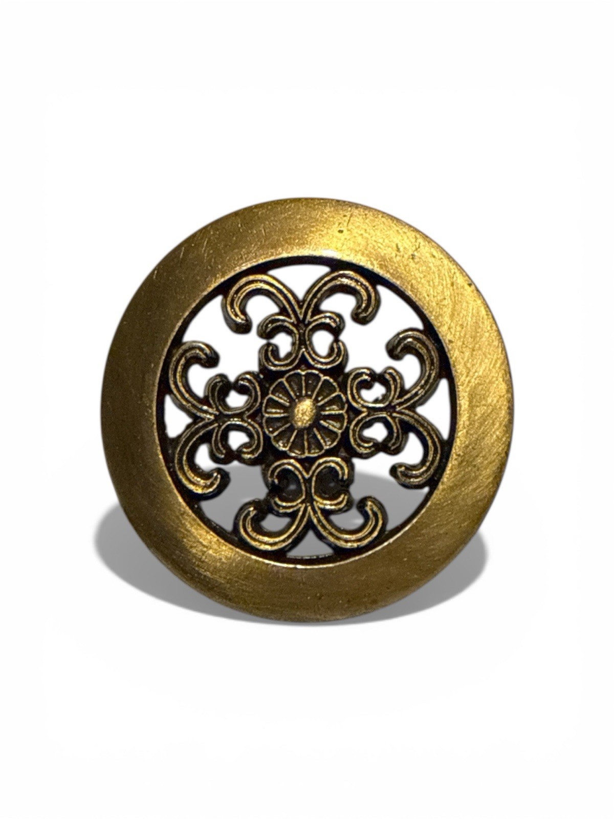 Vintage Antique Gold Japan Filigree Knob Pull, One, 1.5″ Diameter Lot Of 6