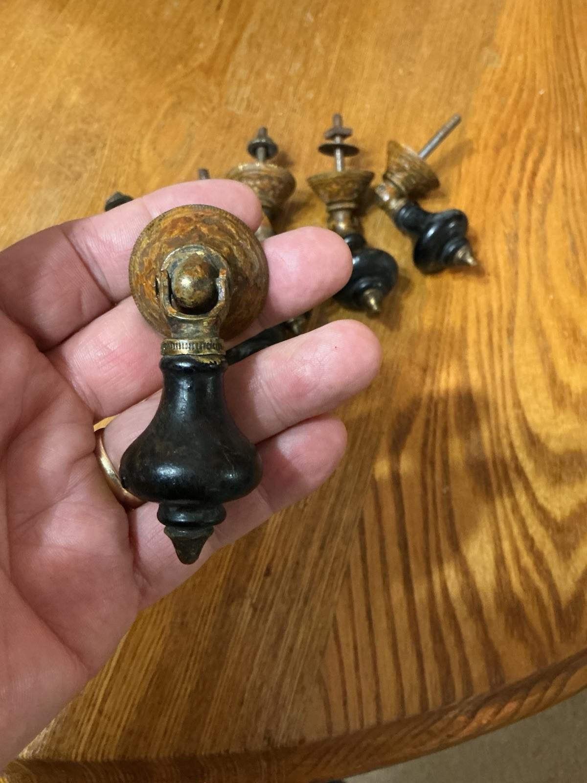 RARE ANTIQUE TEARDROP BLACK EBONIZED VICTORIAN PULL PRICED PER PULL BEAUTIFUL!