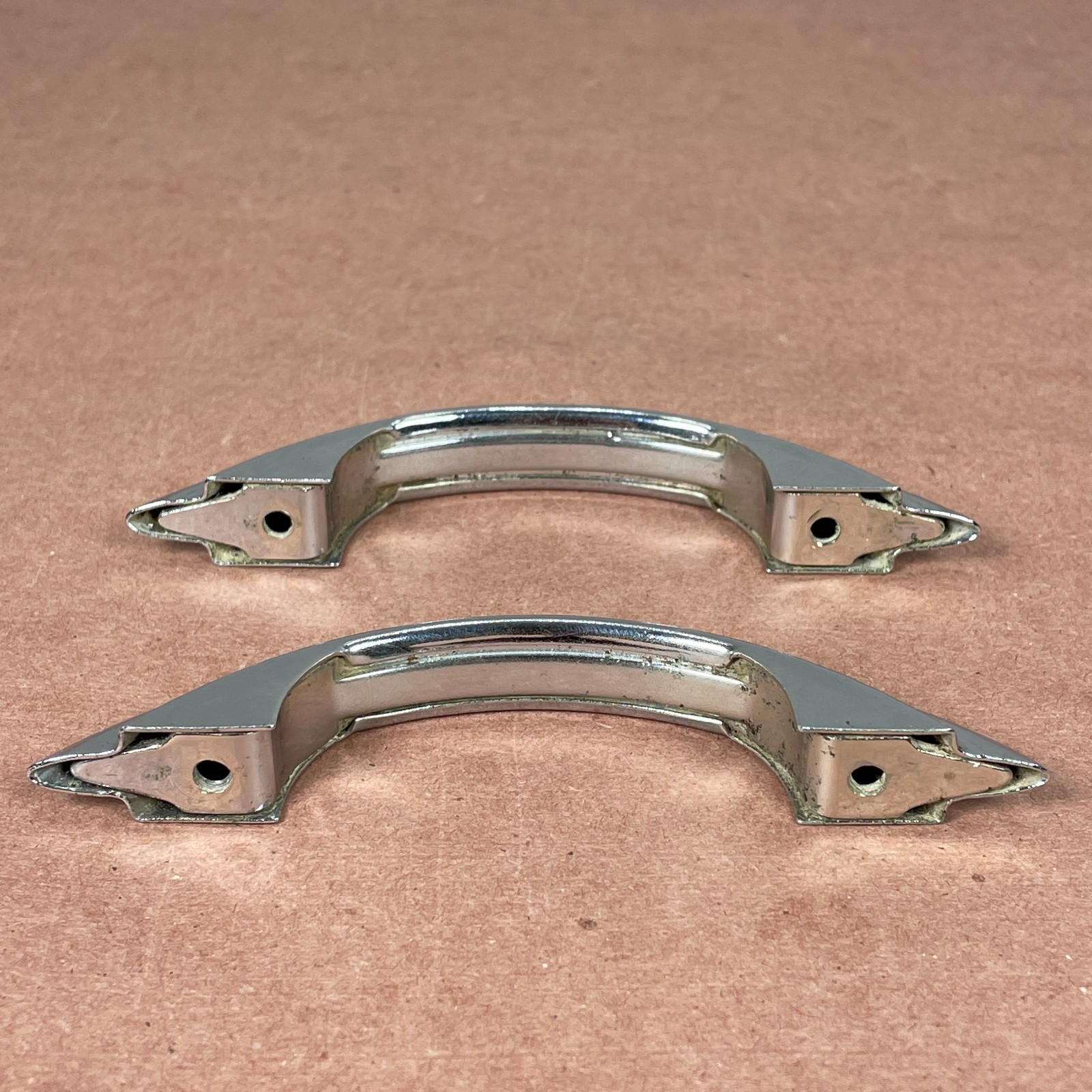 2 Vintage Chrome Cabinet Pulls Drawer ( Similar to Youngstown & Amerock E311 )