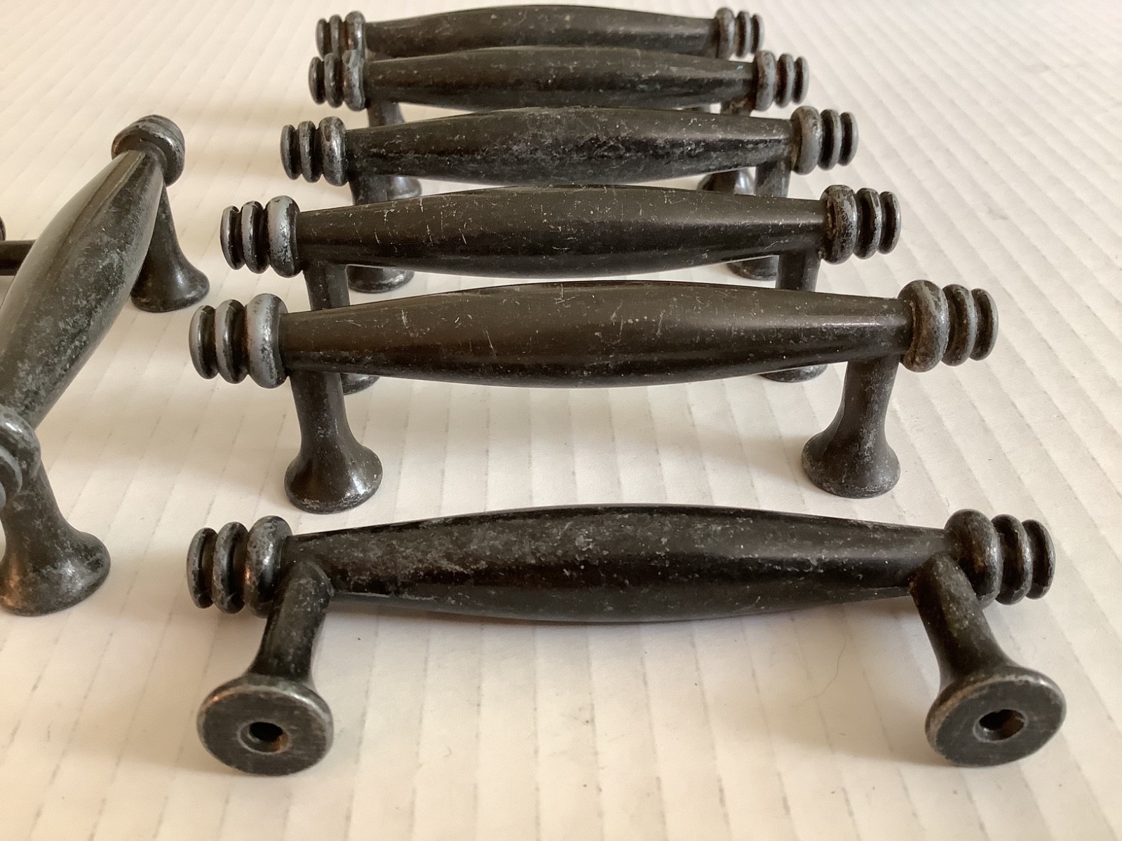 SET OF 8! VINTAGE CABINET DOOR / DRAWER PULLS BLACK /GRAY 3” C TO C