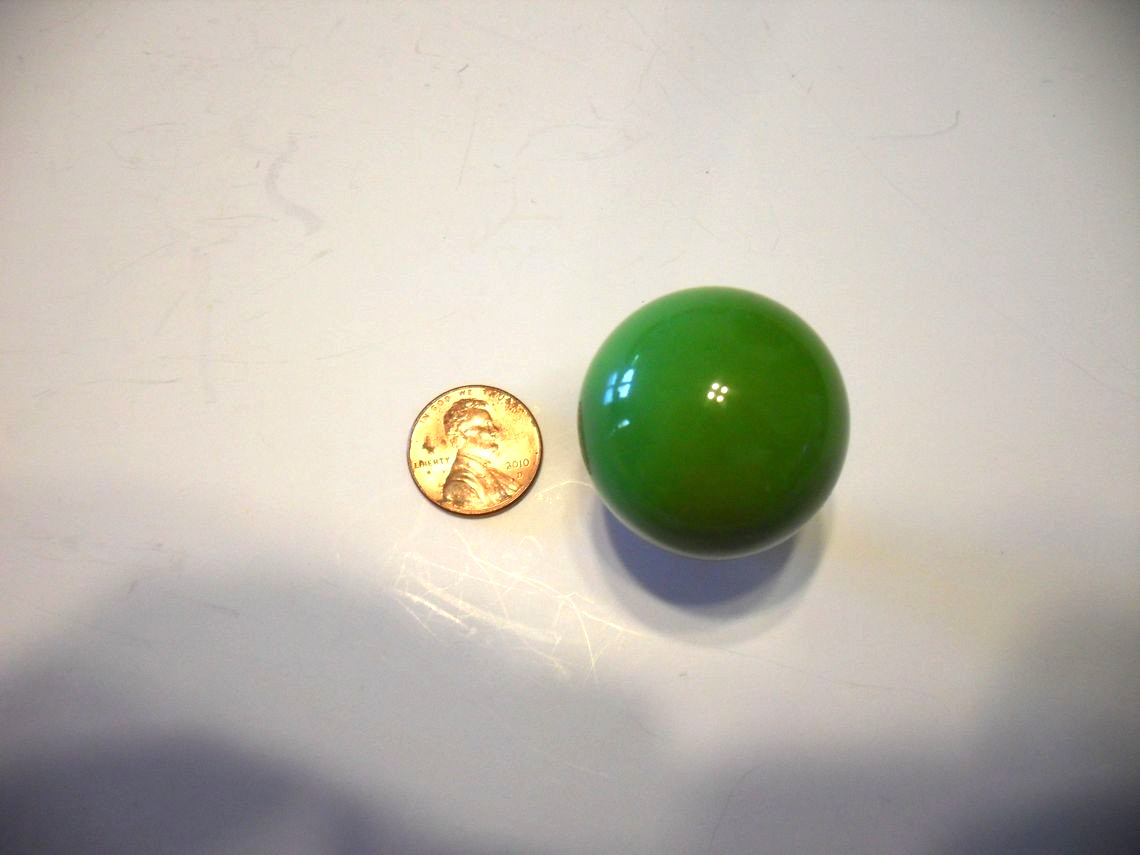 Vintage Ceramic Drawer Knob 1-1/4″ Round Pull Avacado Green w Brass Base