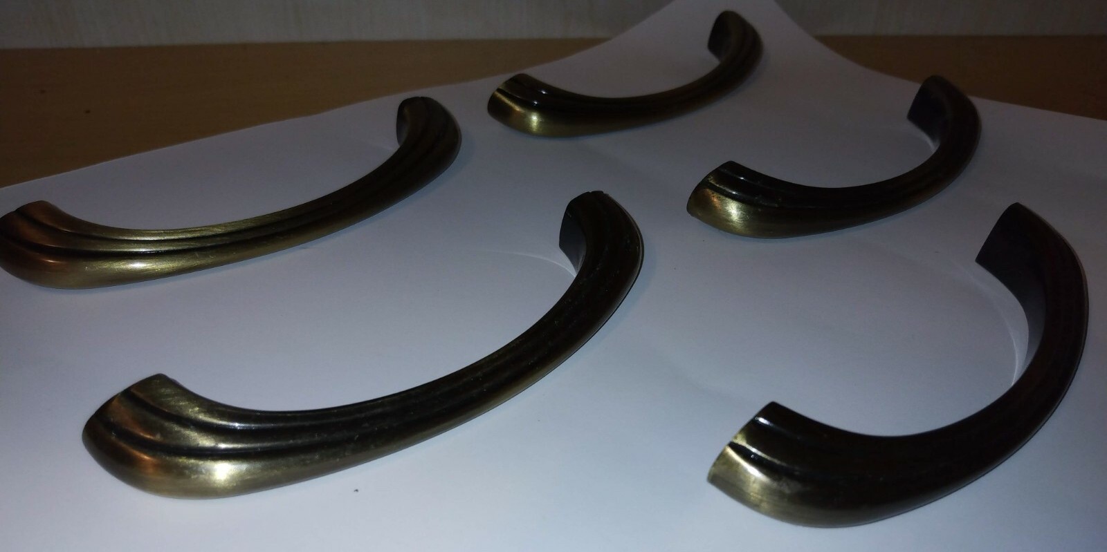 5 Vintage Bronze Tone Drawer Cabinet Handle Pulls Grooved Lines 4 1/4″