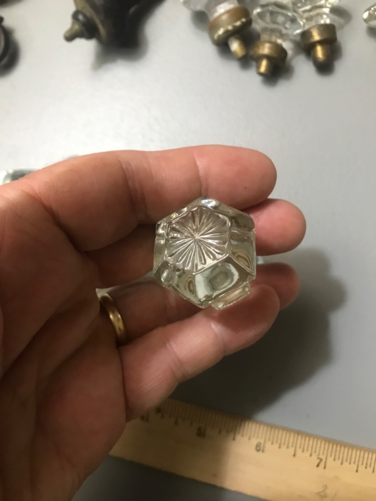 ANTIQUE APOTHECARY FACETED VICTORIAN GLASS KNOB RARE BEAUTIFUL GLASS MAKE OFFER
