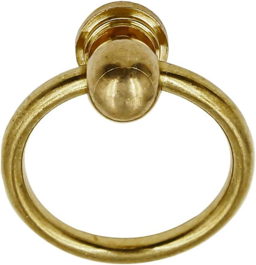 Brass Pulls Ring 2Pcs, 1.6 Inch Antique Drawer Knobs, Drop Ring Pulls Vintage So