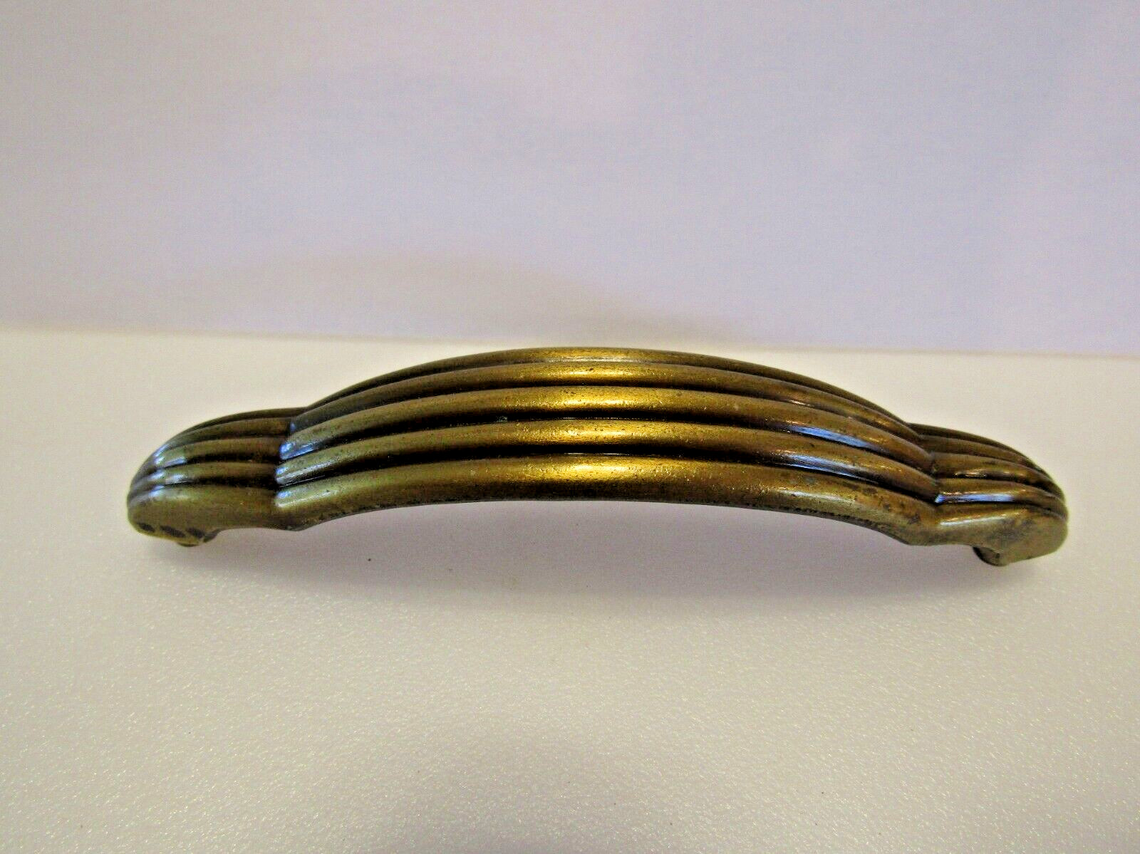 Vintage Ribbed Drawer Pulls Grooved Arched Keeler Brass Cabinet Door Handles