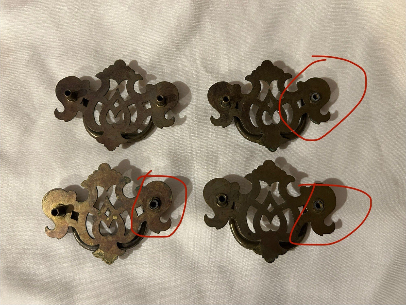 Brass Drawer Pulls Chippendale Vintage 2.5” Hole To Hole