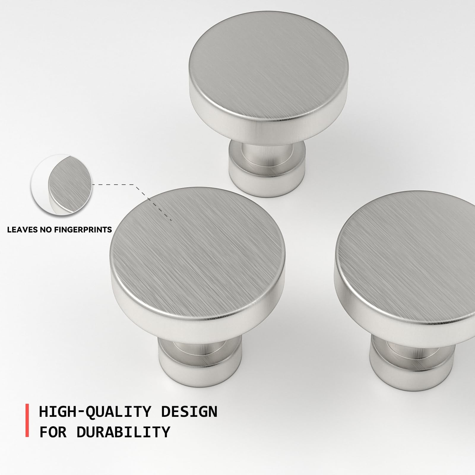 homdiy 10 Pack Brushed Nickel Cabinet Knobs, Silver Drawer Knobs, Round Singl…