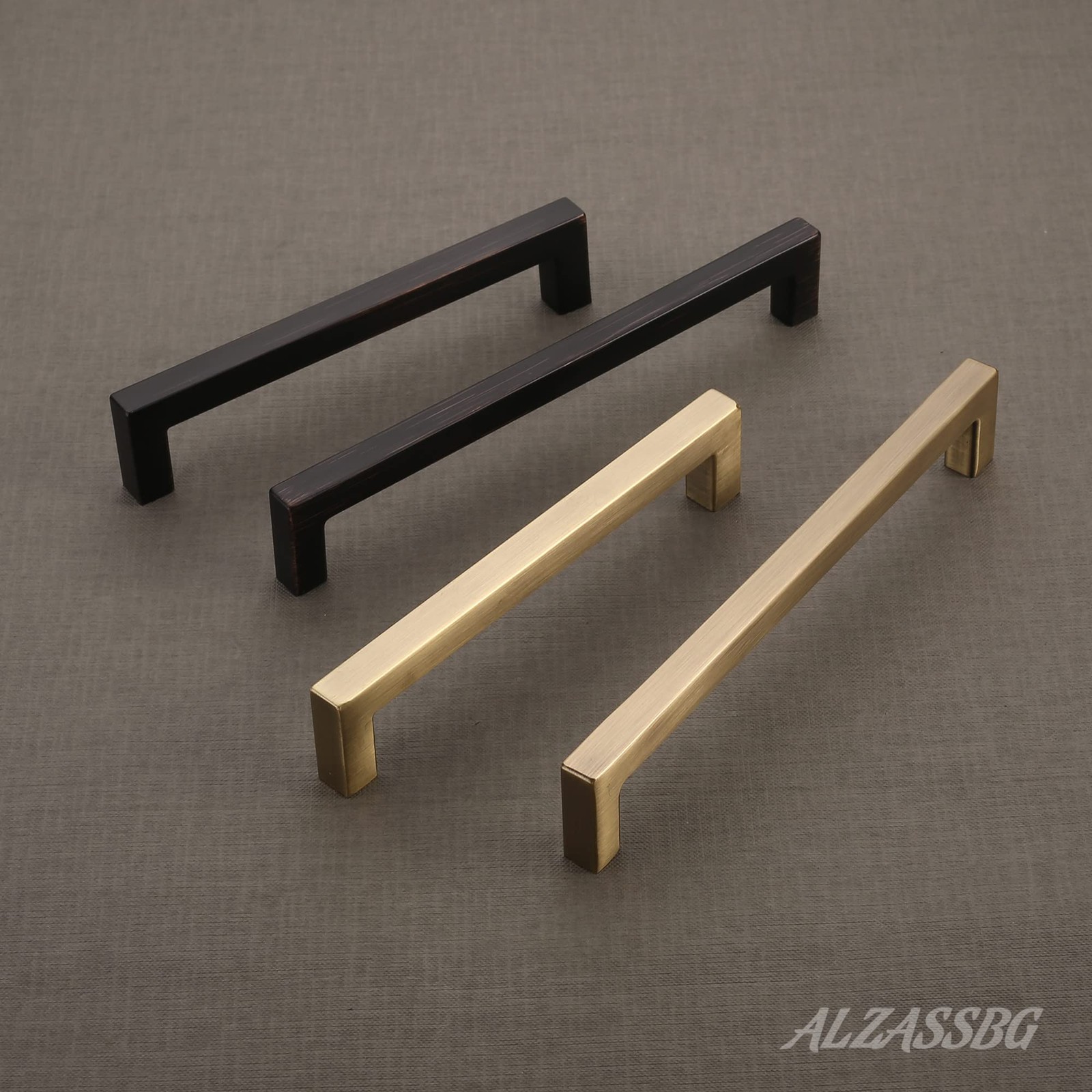 Alzassbg Cabinet Pulls Brushed Antique Brass Square Handles 6-1/4 Inch160Mm