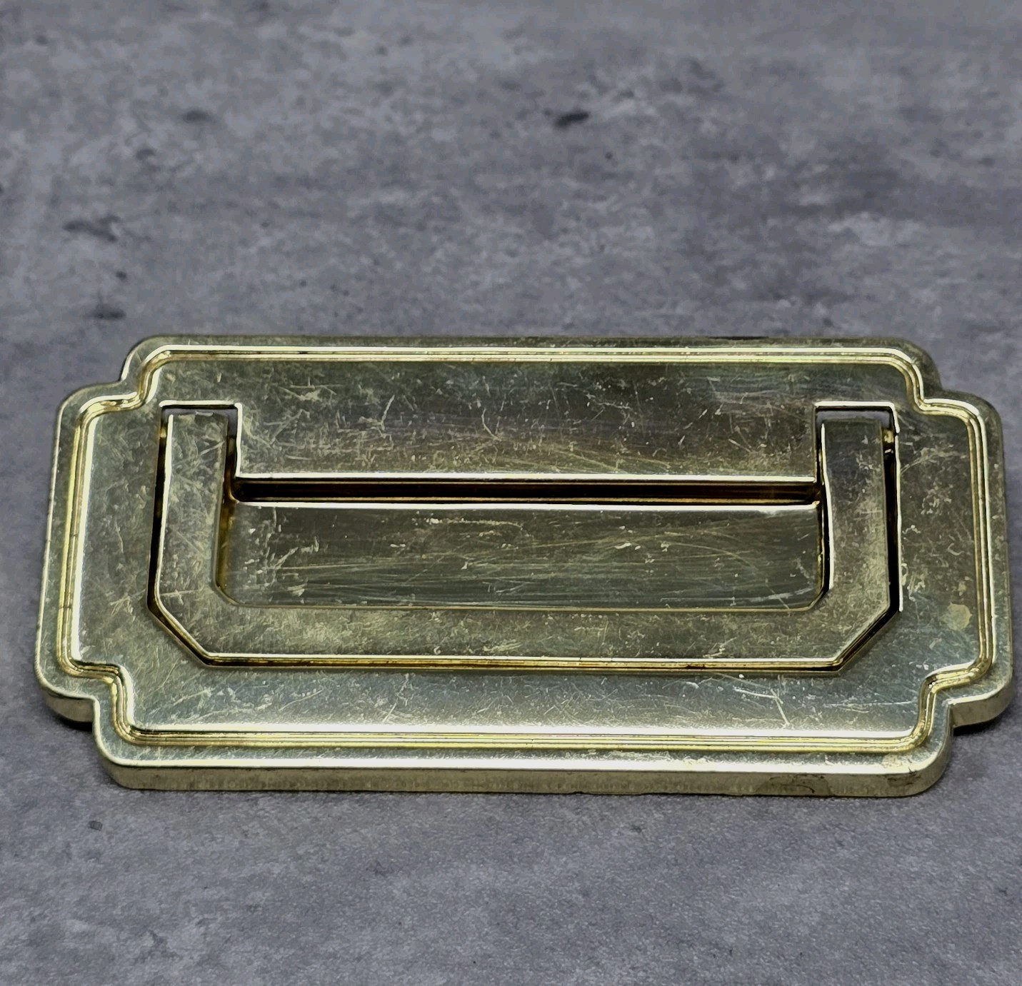 Vtg KBC Brass Campaign Drawer Handle Pull Drexel Pavillion Flush Lift Resessed