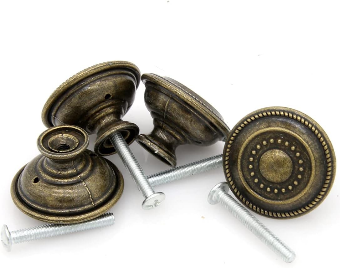 LXZ 6 Pcs Vintage Antique Brass Knobs Handles – Cabinet Drawer Knob Pulls with E