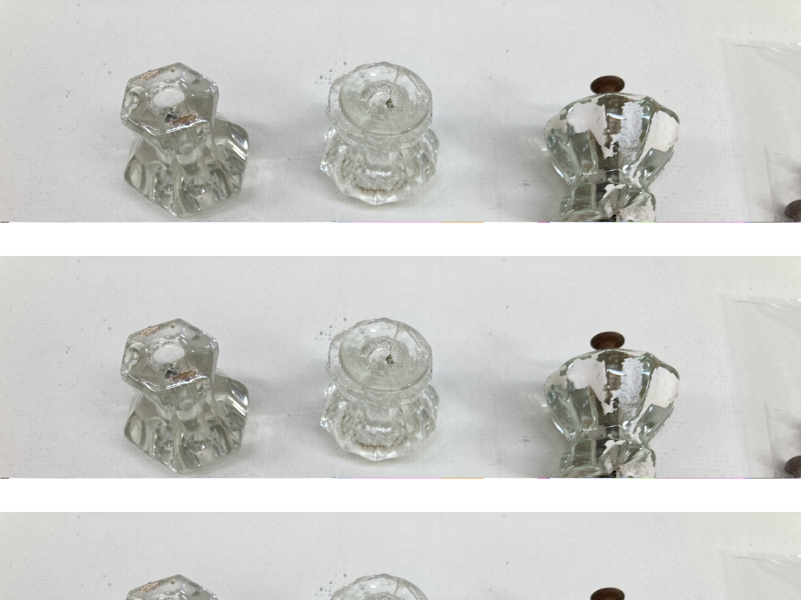 Vintage Lot 45 Salvage Glass Drawer Knobs Pulls Mixed Sizes, Shapes and Colors
