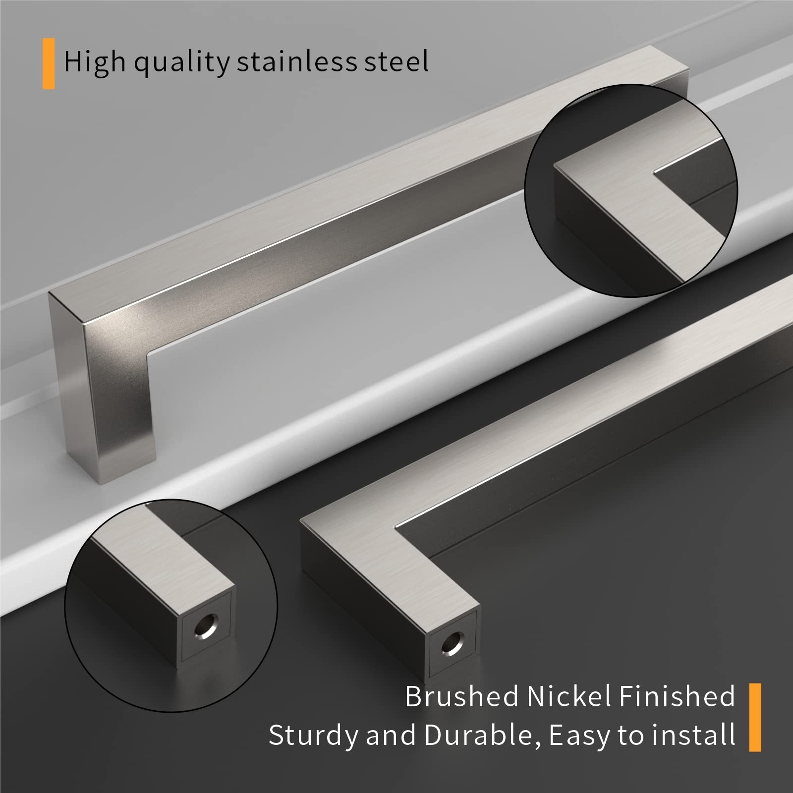 Amerdeco 10 Pack Brushed Satin Nickel Cabinet Pulls 5 Inch128Mm Hole Centers