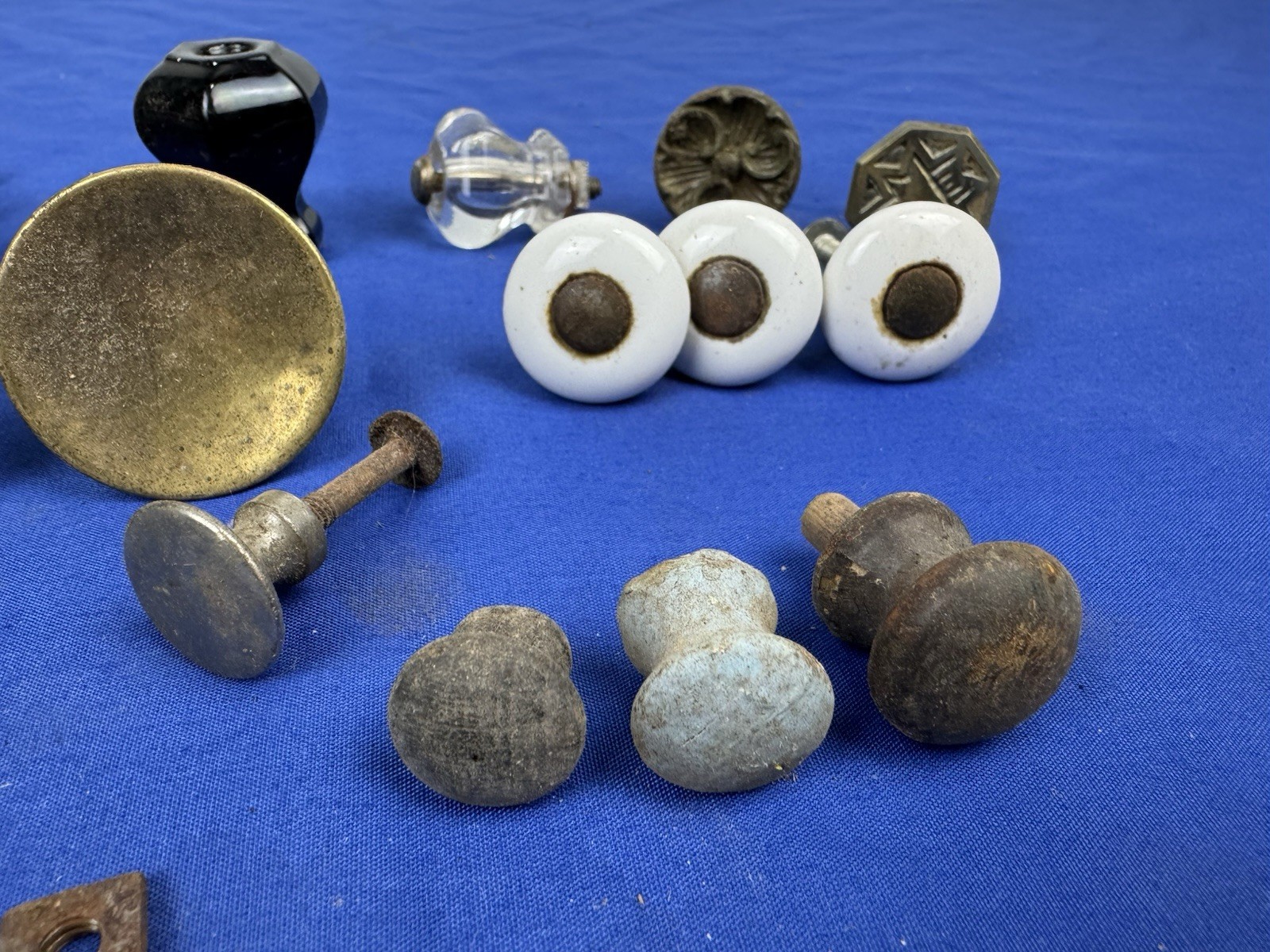 21 Antique & Vintage Pull Knobs, Door or Drawer, Metal (Tin, Steel), Glass, Wood