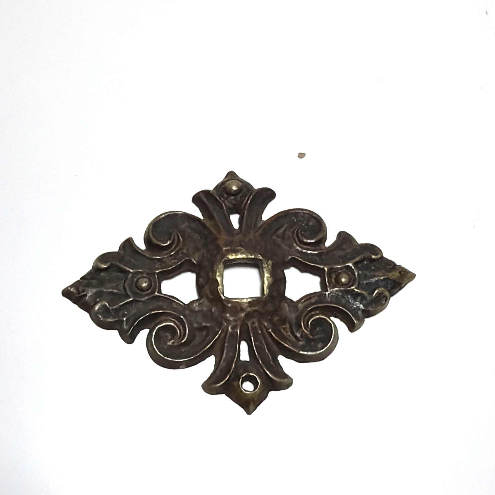 Vintage Drawer Hardware Metal Back Plate Brass 2.5″ Diamond Escutheon Gold