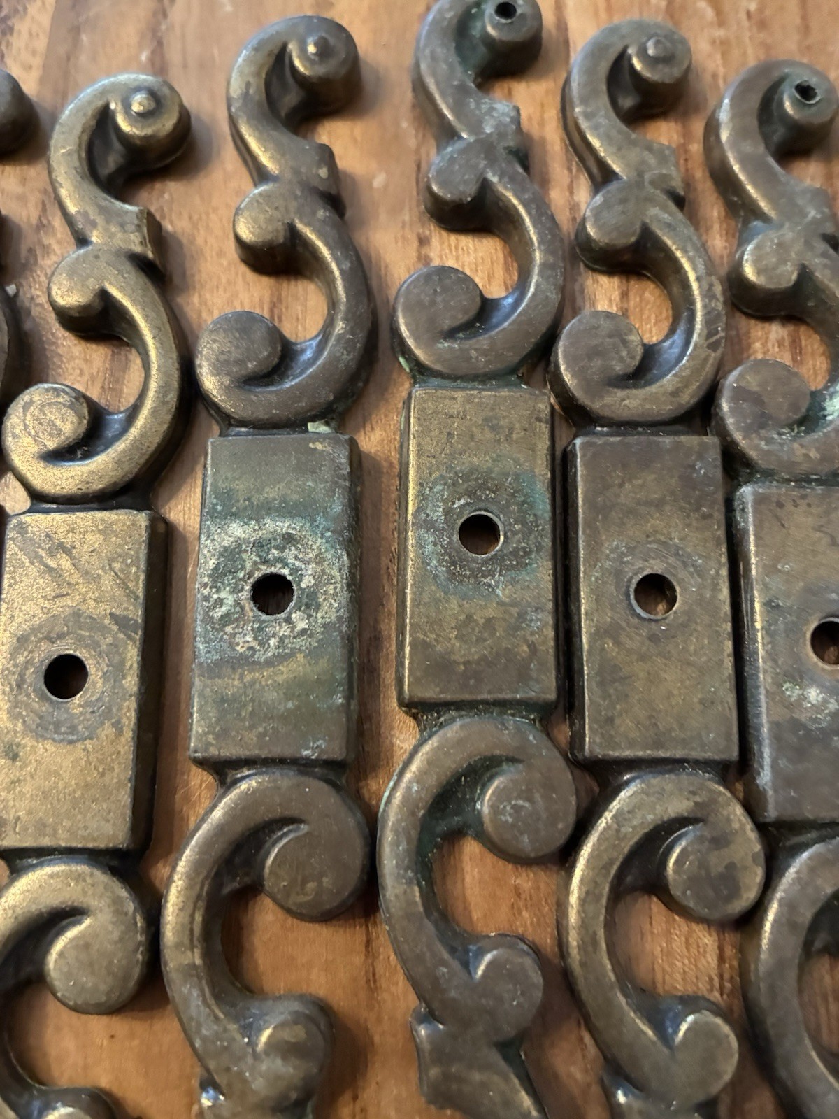 NO Screws 13 Metal Drawer Plates & Porcelain Knobs Need Cleaned. Maybe amerock