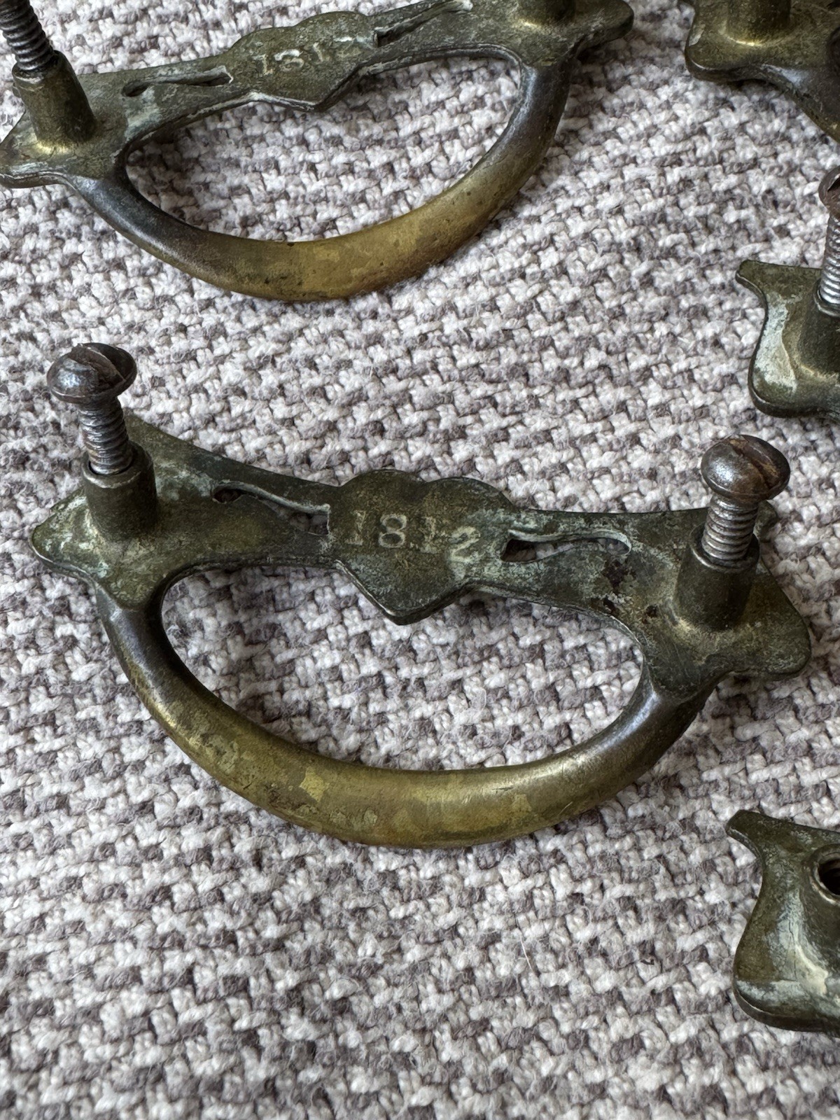 Lot of 9 Antique Dresser Drawer Pulls Handles Brass Bronze & Bronze Tone “1812”