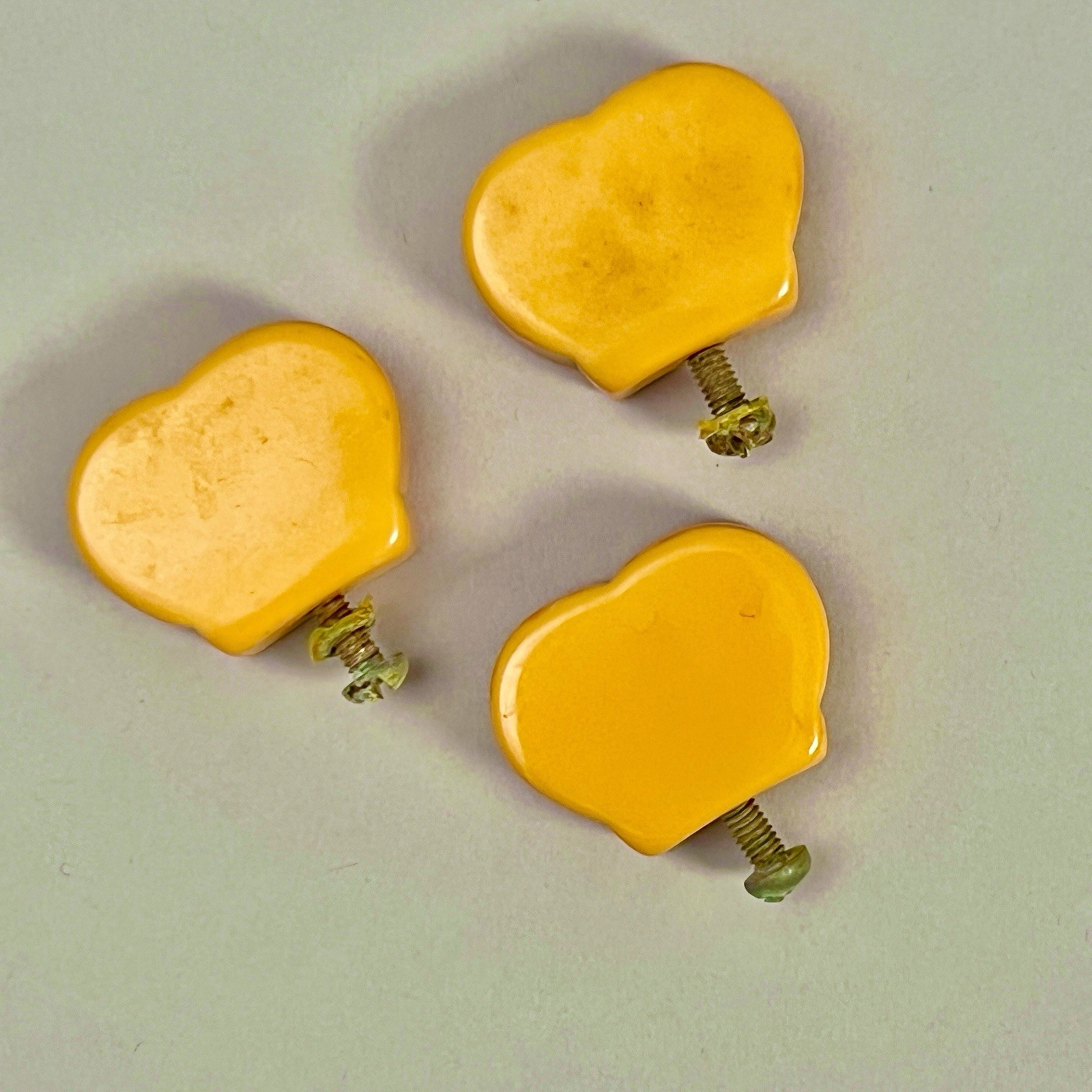 Vintage Butterscotch / Orange Drawer Pulls Knobs Set of 3