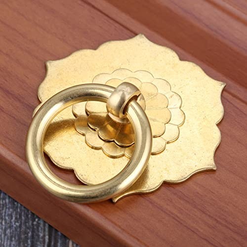 Antique Brass Ring Pulls 4 Pack Vintage Hexagon Flower Drawer Handles Cabinet