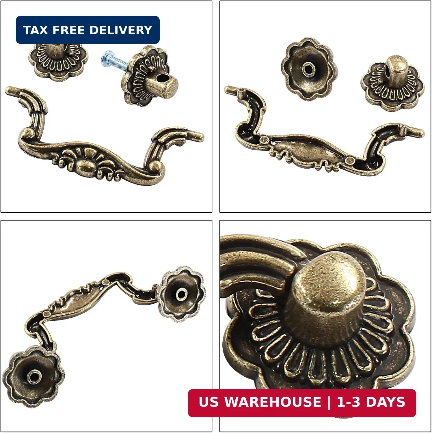 Murtenze 6PCS Antique Bronze Drop Drawer Pulls, Vintage Drop Bail Pulls Handles