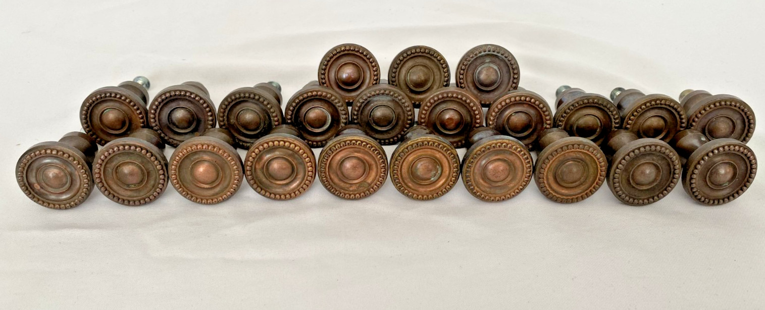 23 Vintage Solid Brass Cabinet Knobs Beaded Design Copper Finish Drawer Pulls
