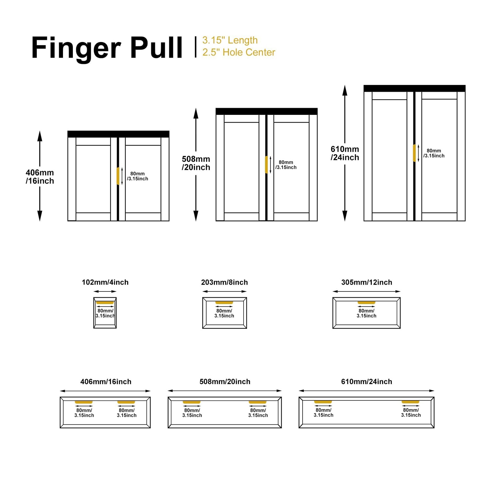 Sunlithor Edge Finger Tab Pull For Cabinets Kitchen Concealed Drawer Pulls