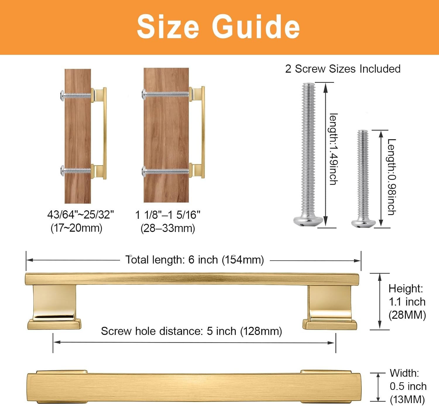 VEHCIL 20 Pack Brushed Gold Square Cabinet Pulls, 5 Inch Hole Centers