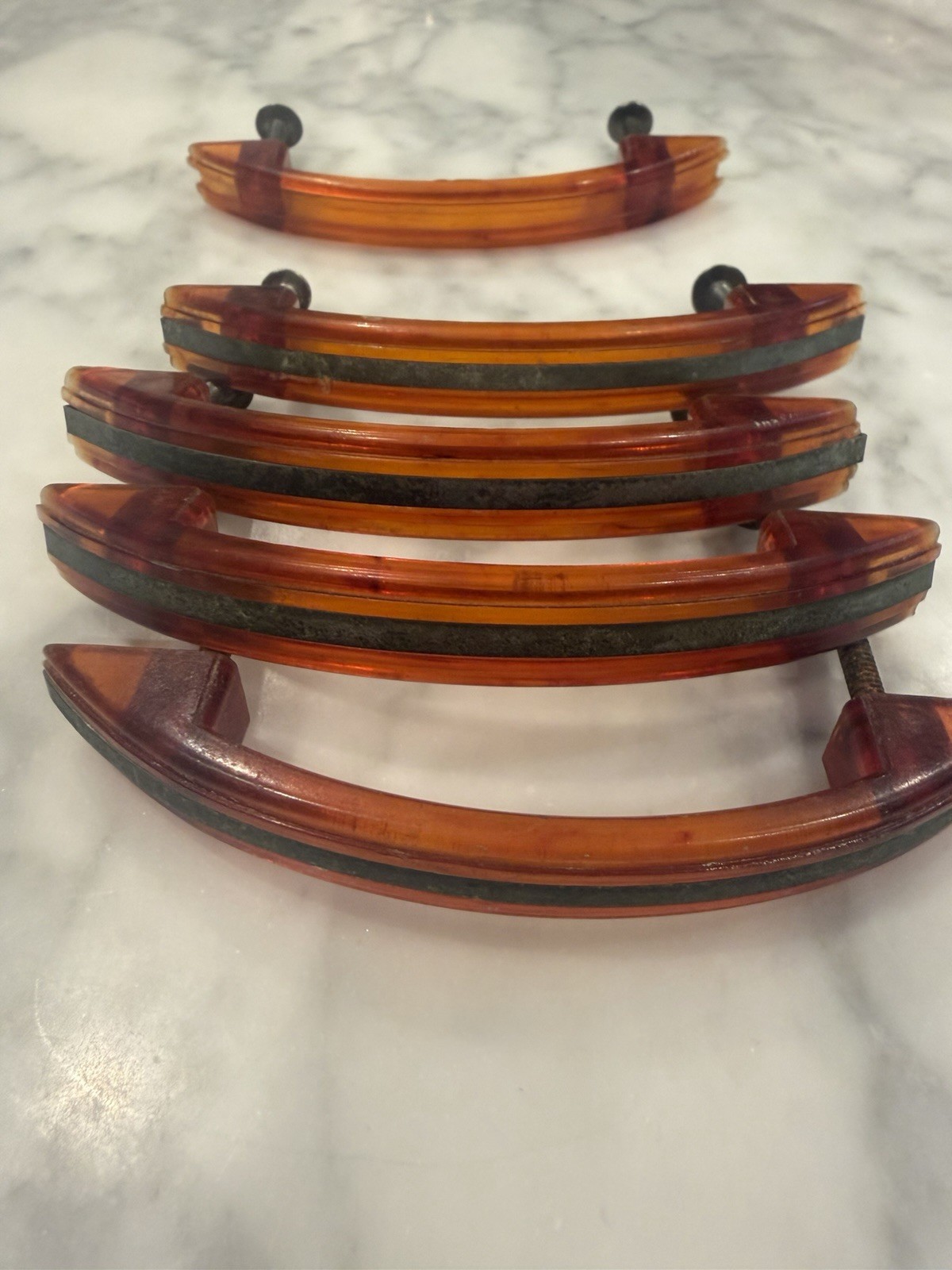 Set of 5 Art Deco Bakelite Drawer Pulls / Handles.