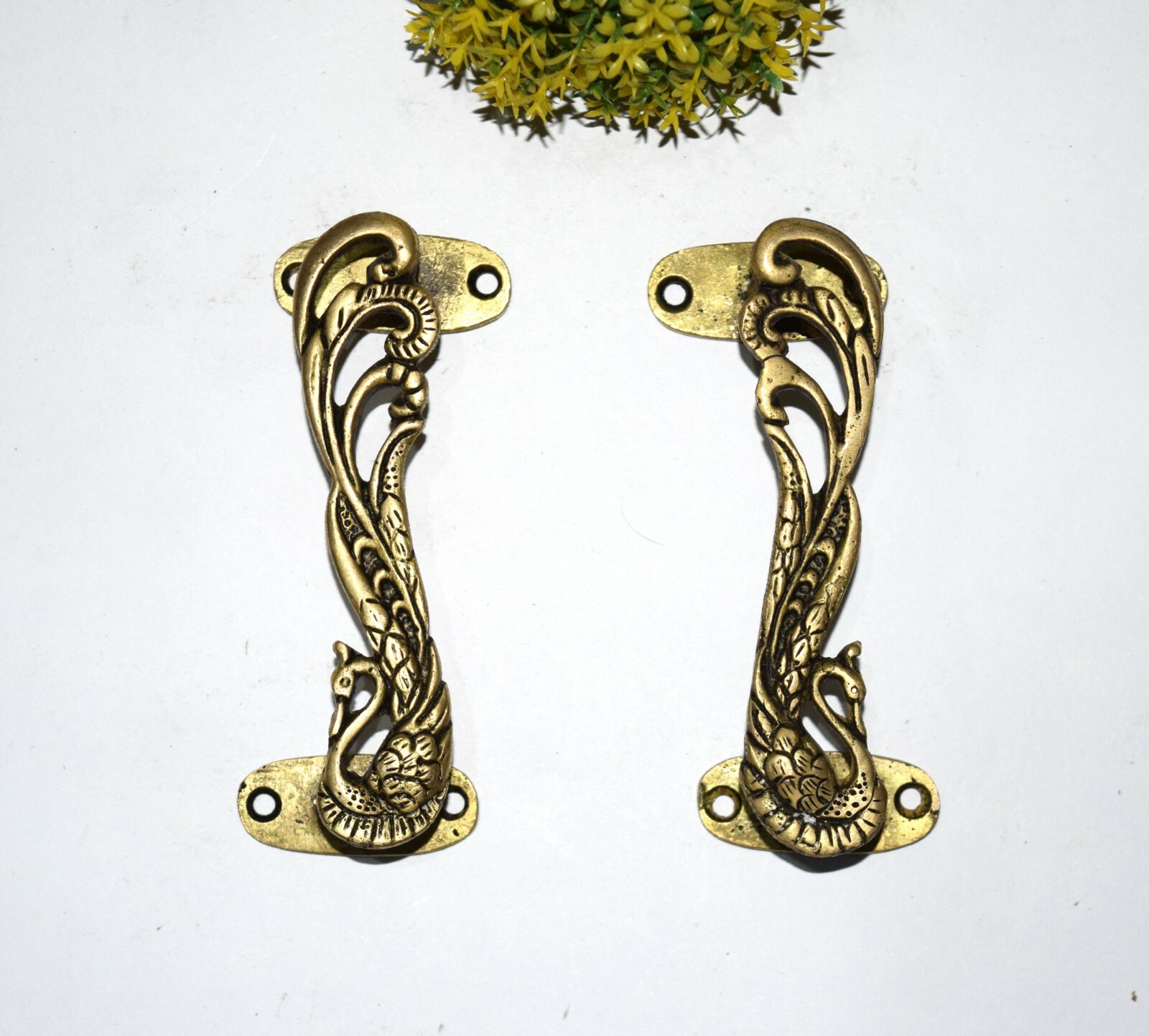 Peacock Design Handle Pair Brass Door Pull Bird Style Door Accessories GTX