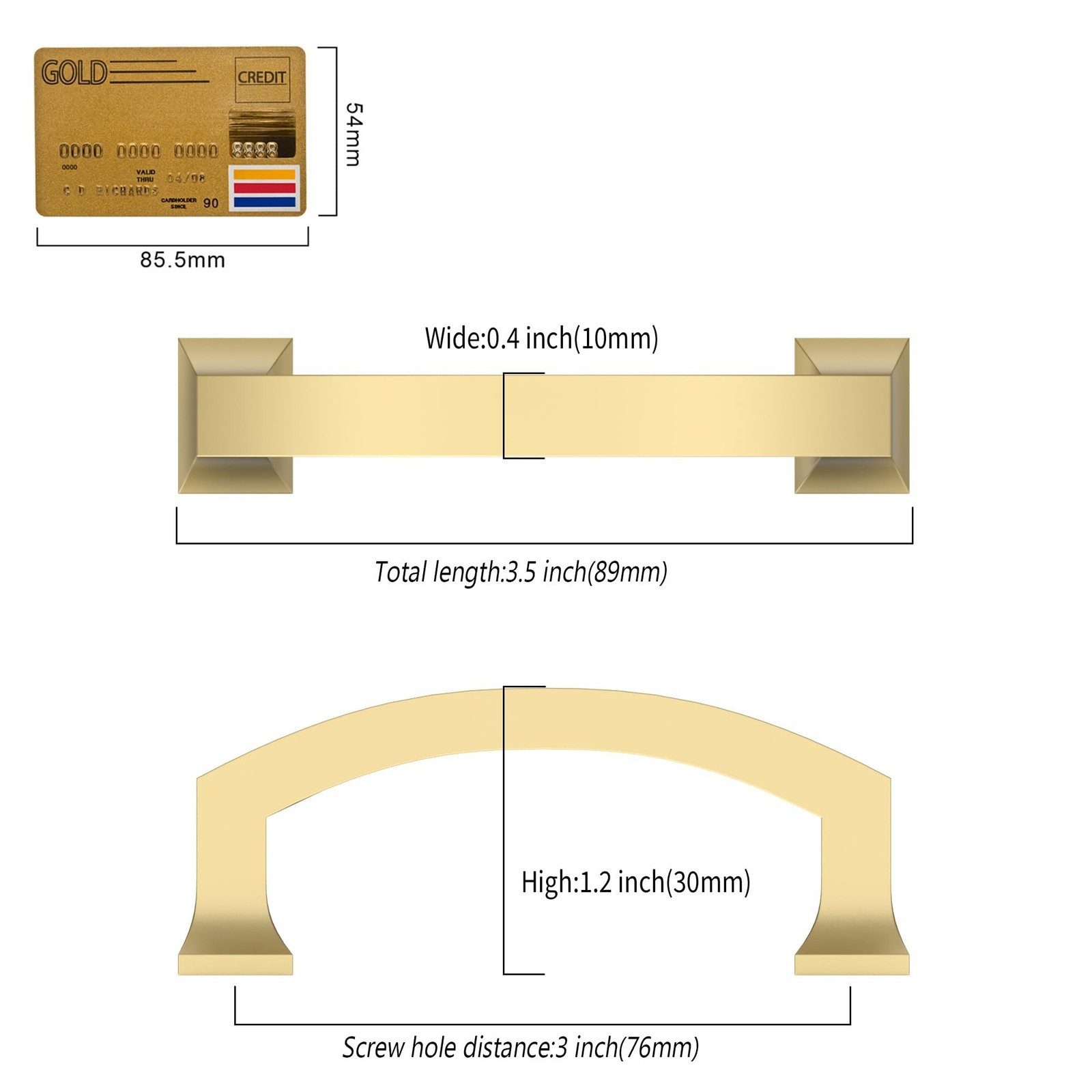 10 Pack 3”(76mm) Gold Kitchen Cabinet Handles Modern Gold Cabinet Pulls Draw…