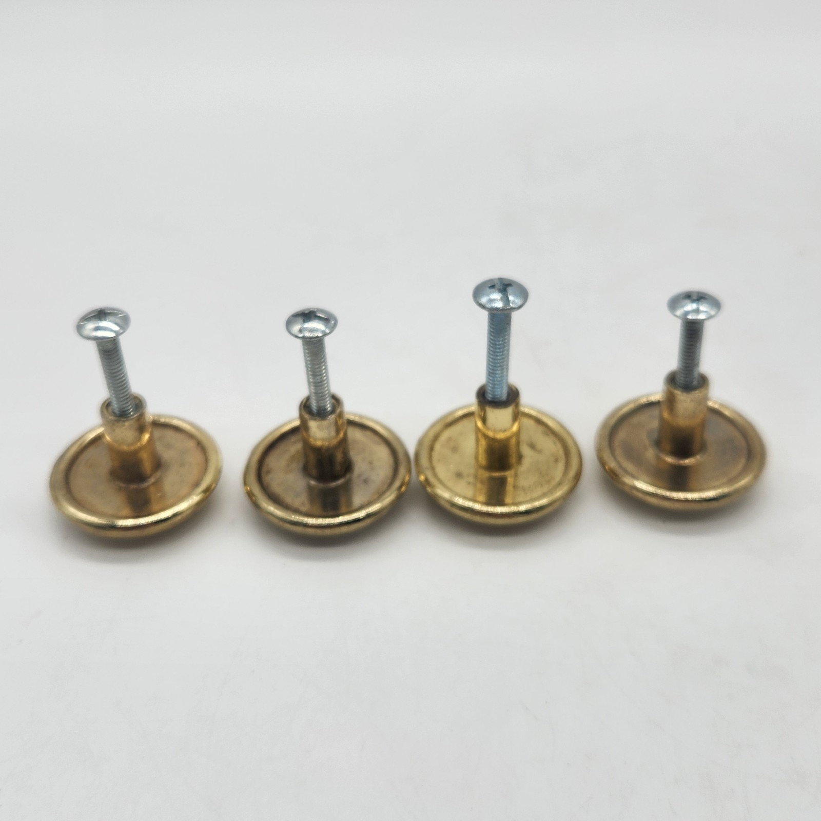 Set of 4 Vtg Ceramic Drawer Knobs Brass Cabinet Pulls Pink Blue Flowers