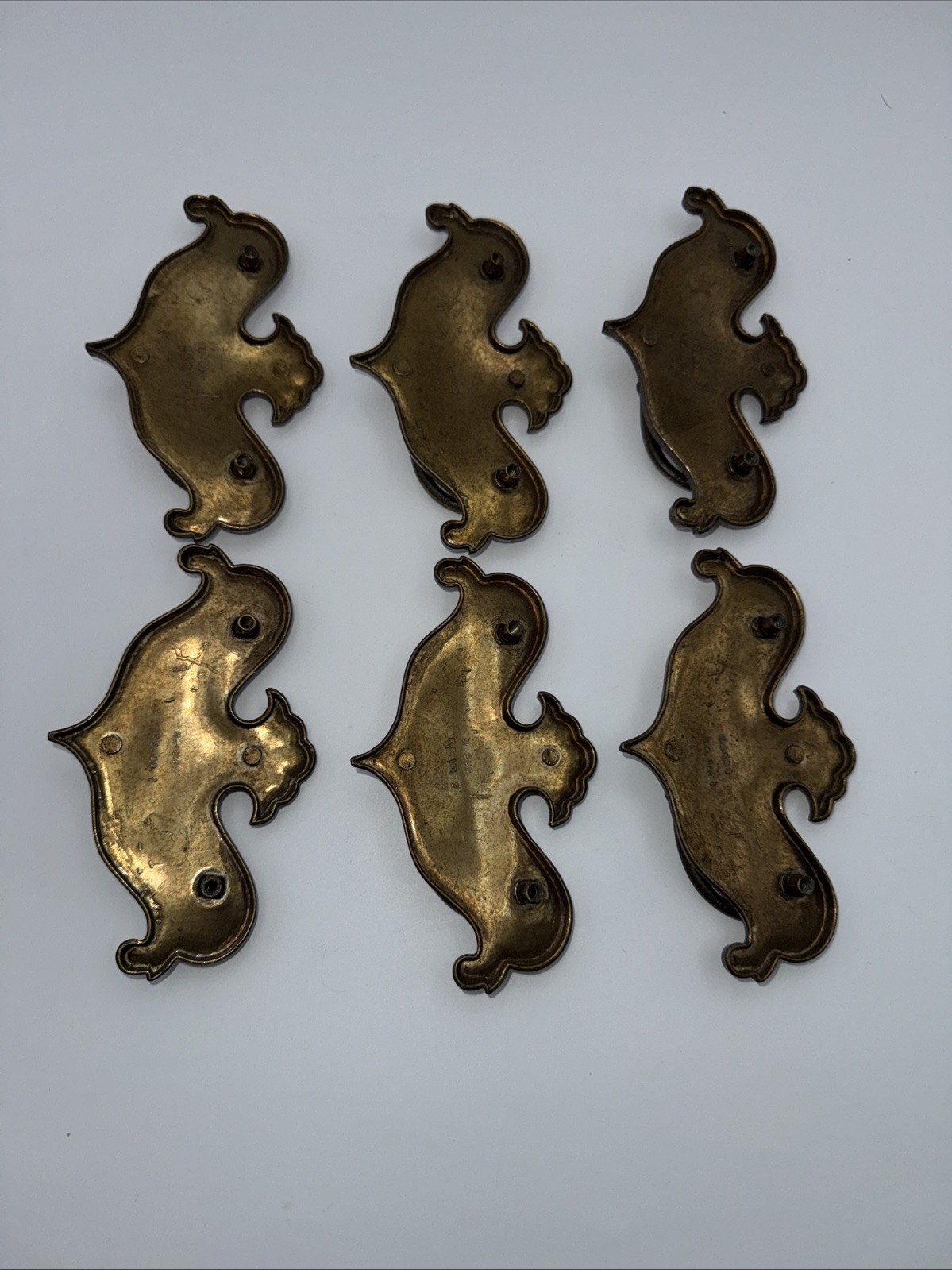 Vintage Set Of 6 KBC Keeler Brass Co N-609 Ornate Brass Drop Bail Handles/Pulls