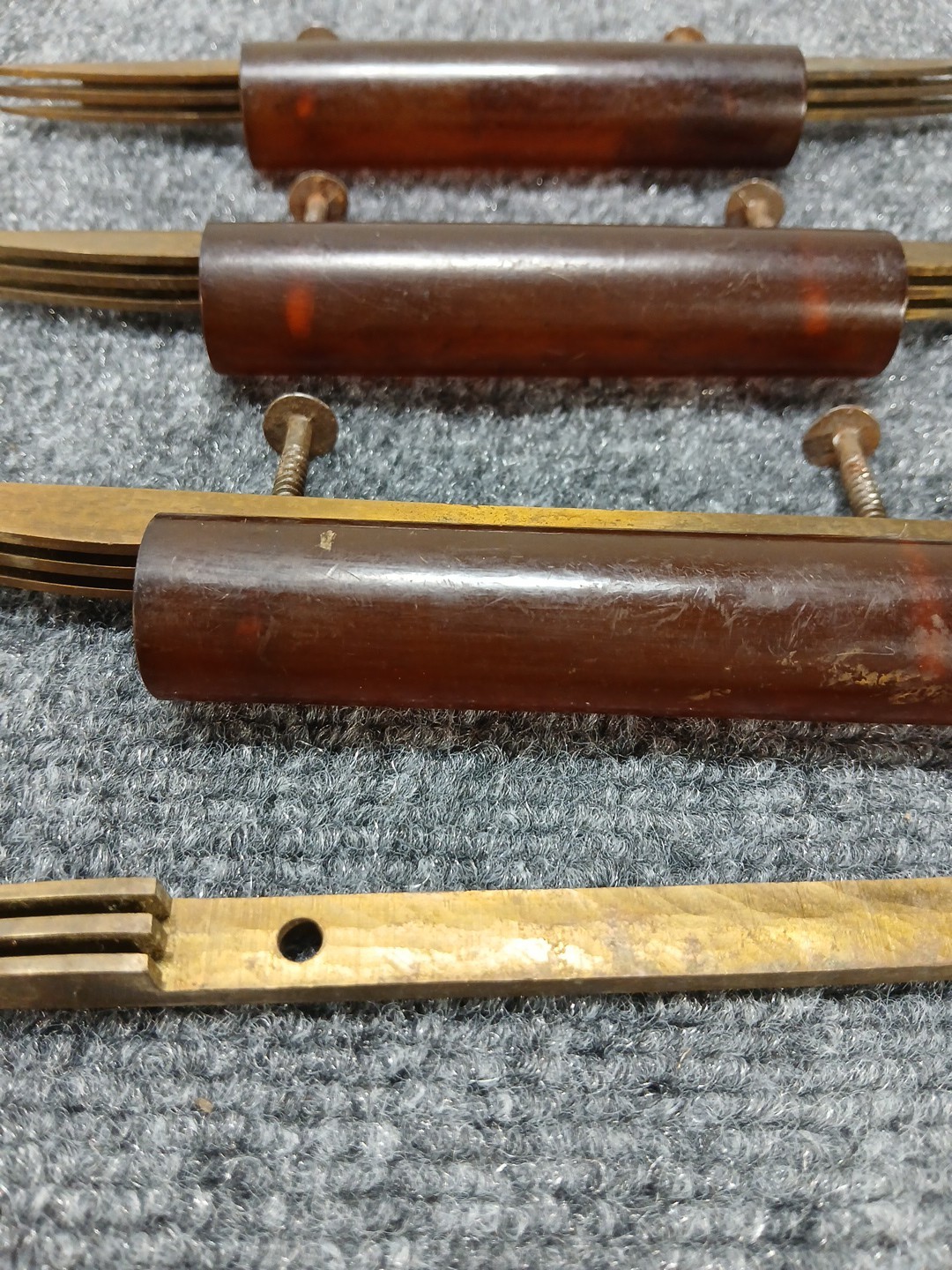 Vintage ANTIQUE Butterscotch Amber Bakelite Drawer Pulls Art Deco Brown