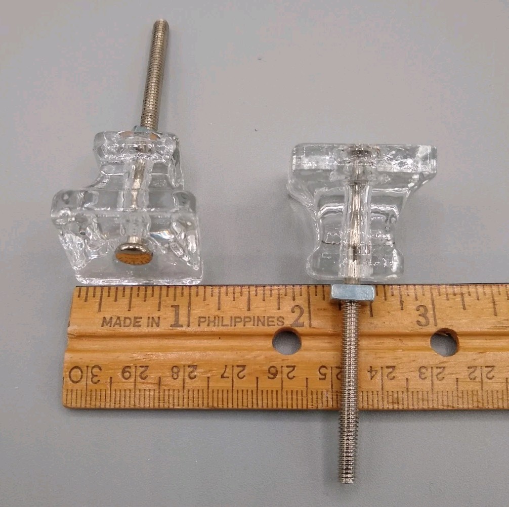 12 Clear Glass 1 1/8″ square Drawer Pull Knobs Furniture Handles modern