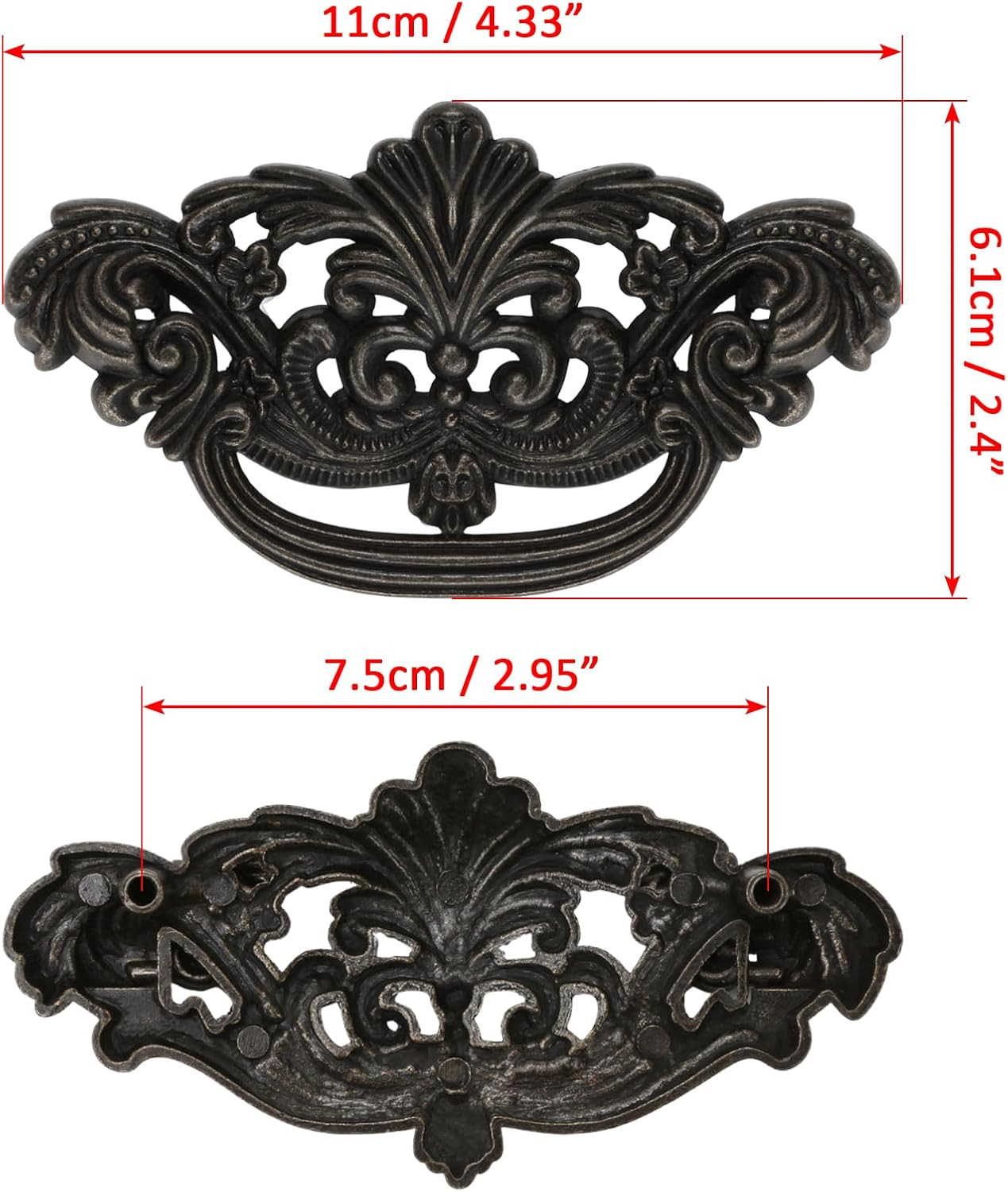 3 Inch C-C Vintage Drawer Pulls – 4PCS 3” Dark Antique Bronze Cabinet Handle…